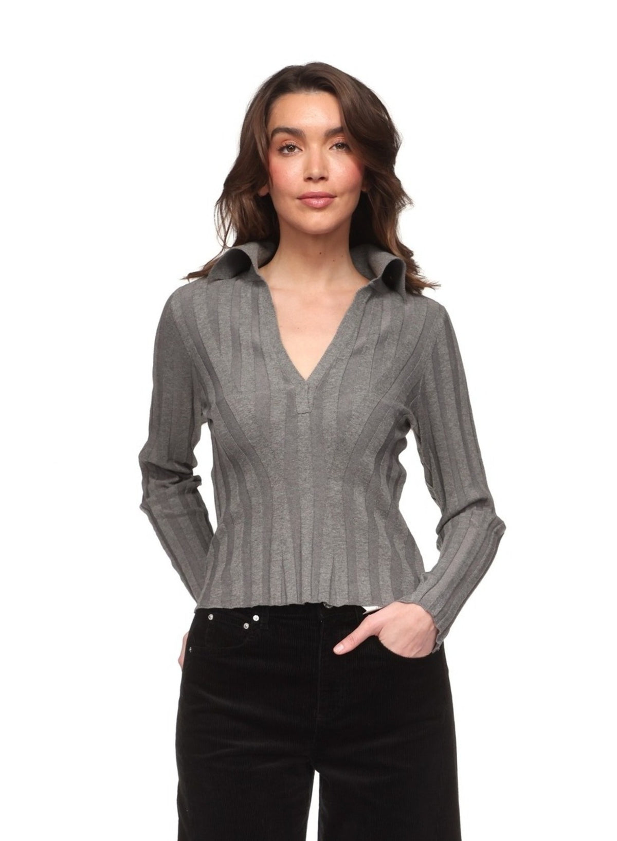 WIDE RIB FASHIONING POLO