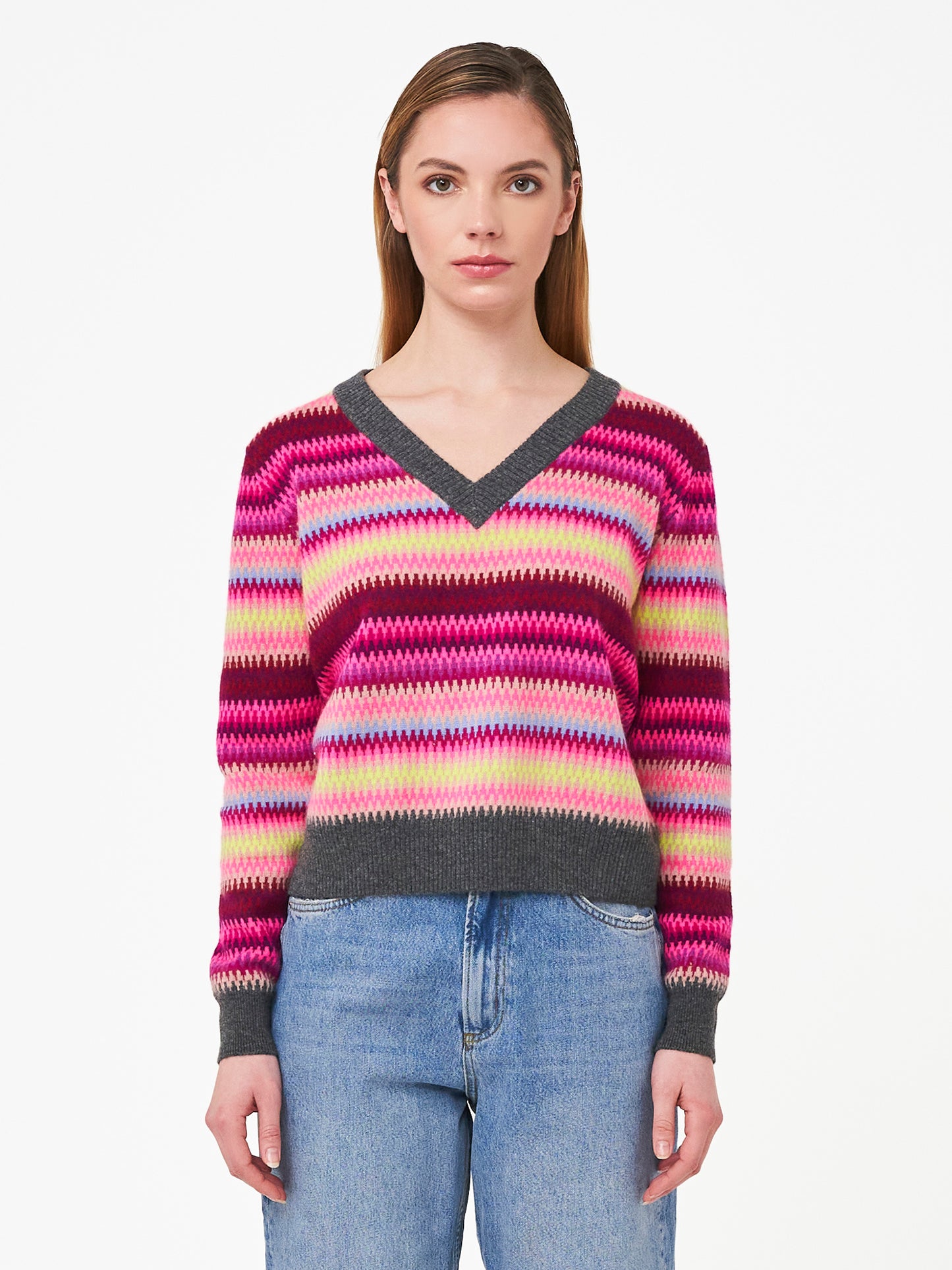 Lottie Fairisle V Neck Jumper