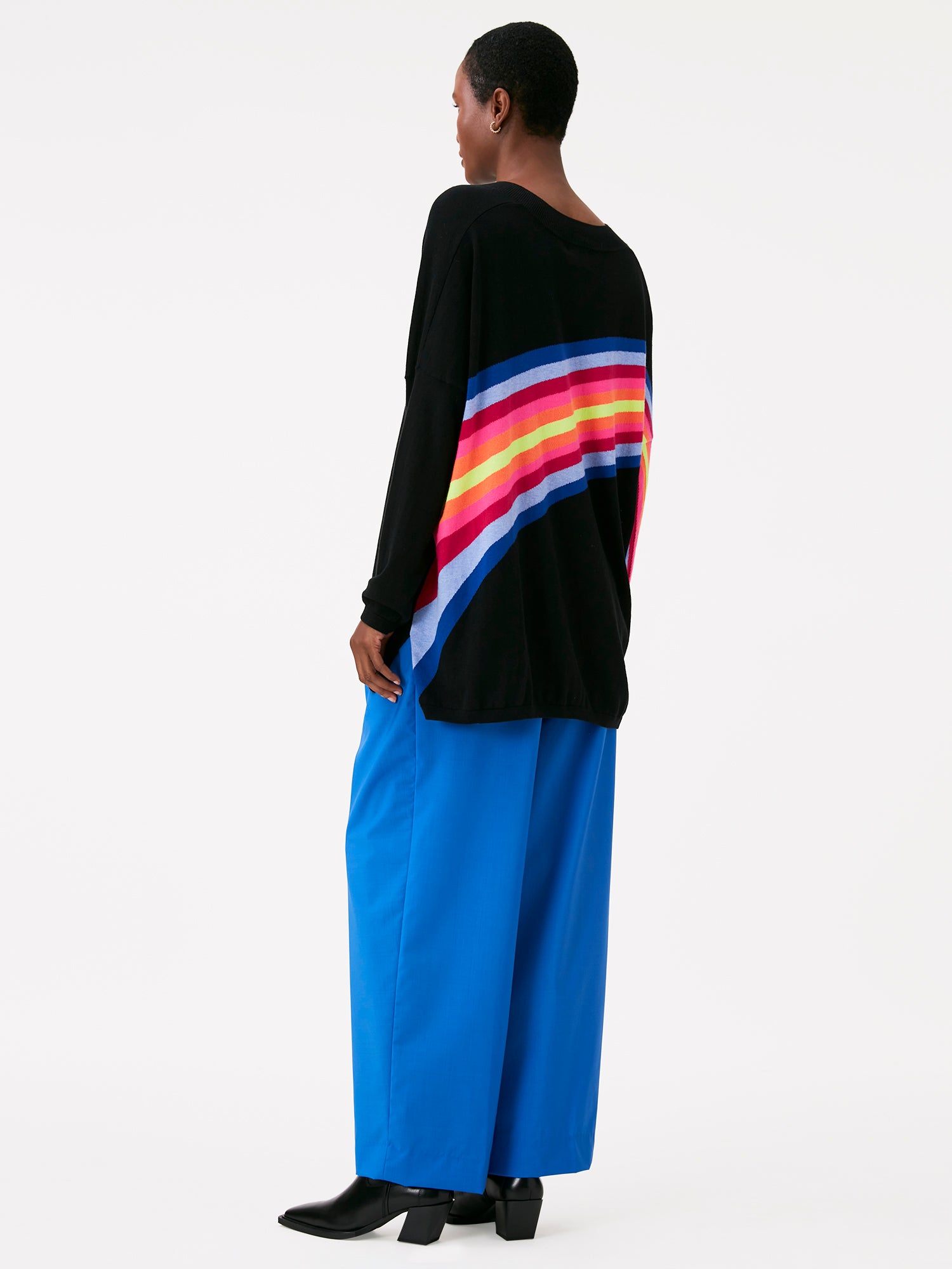 Funky Rainbow V Neck Jumper Brodie Cashmere