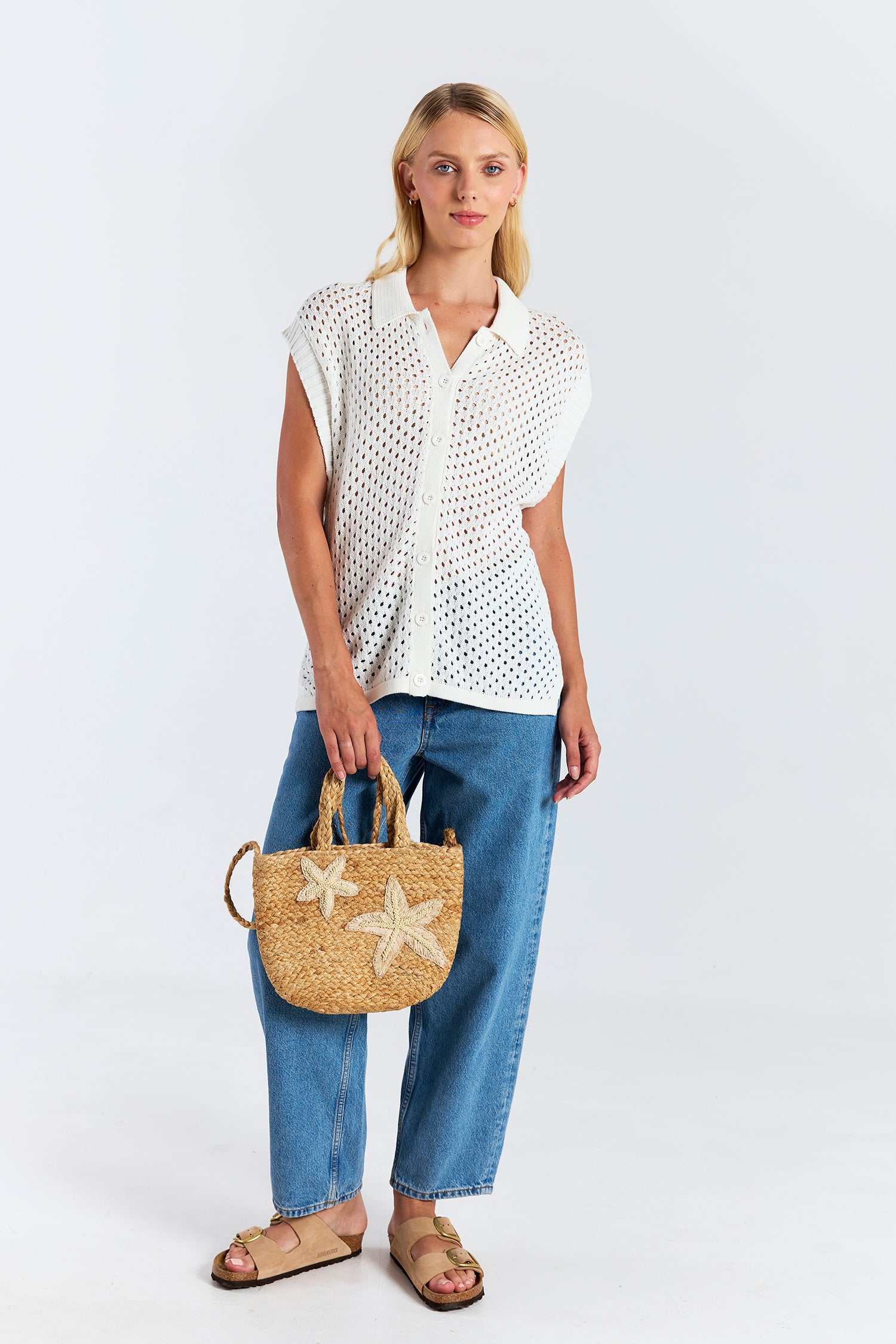 POINTELLE SLEEVELESS SHIRT