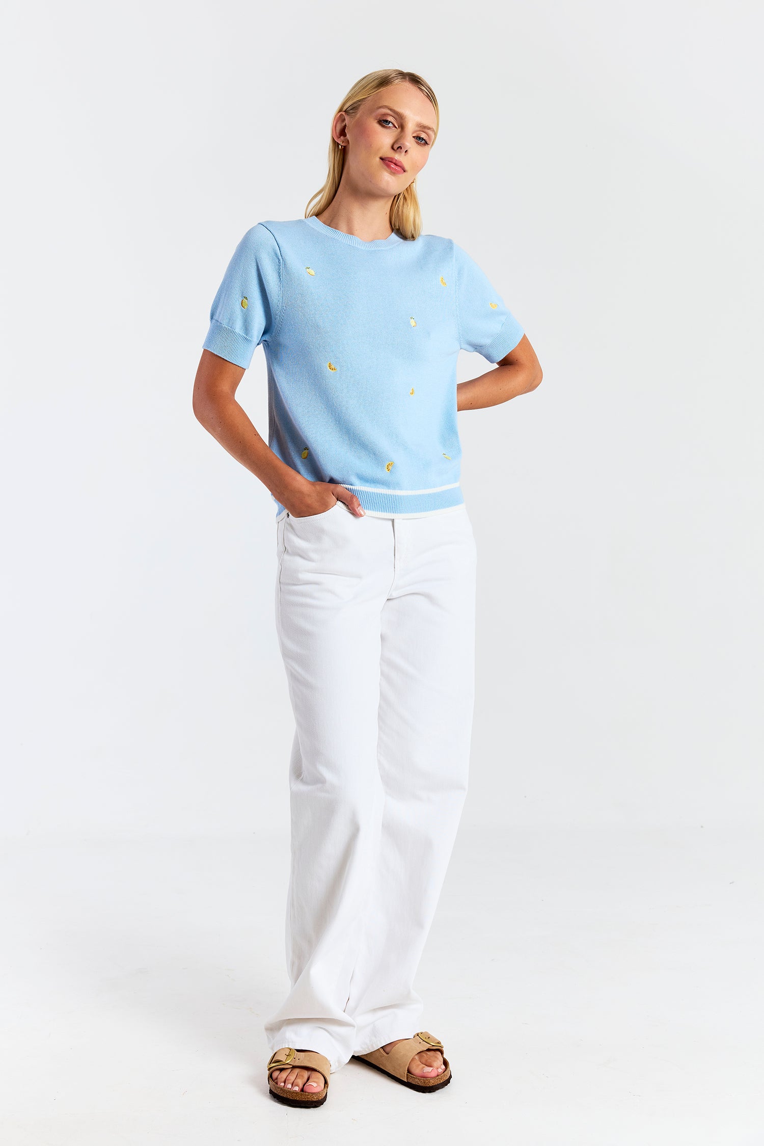 LEMON DITSY EMBROIDERY TEE