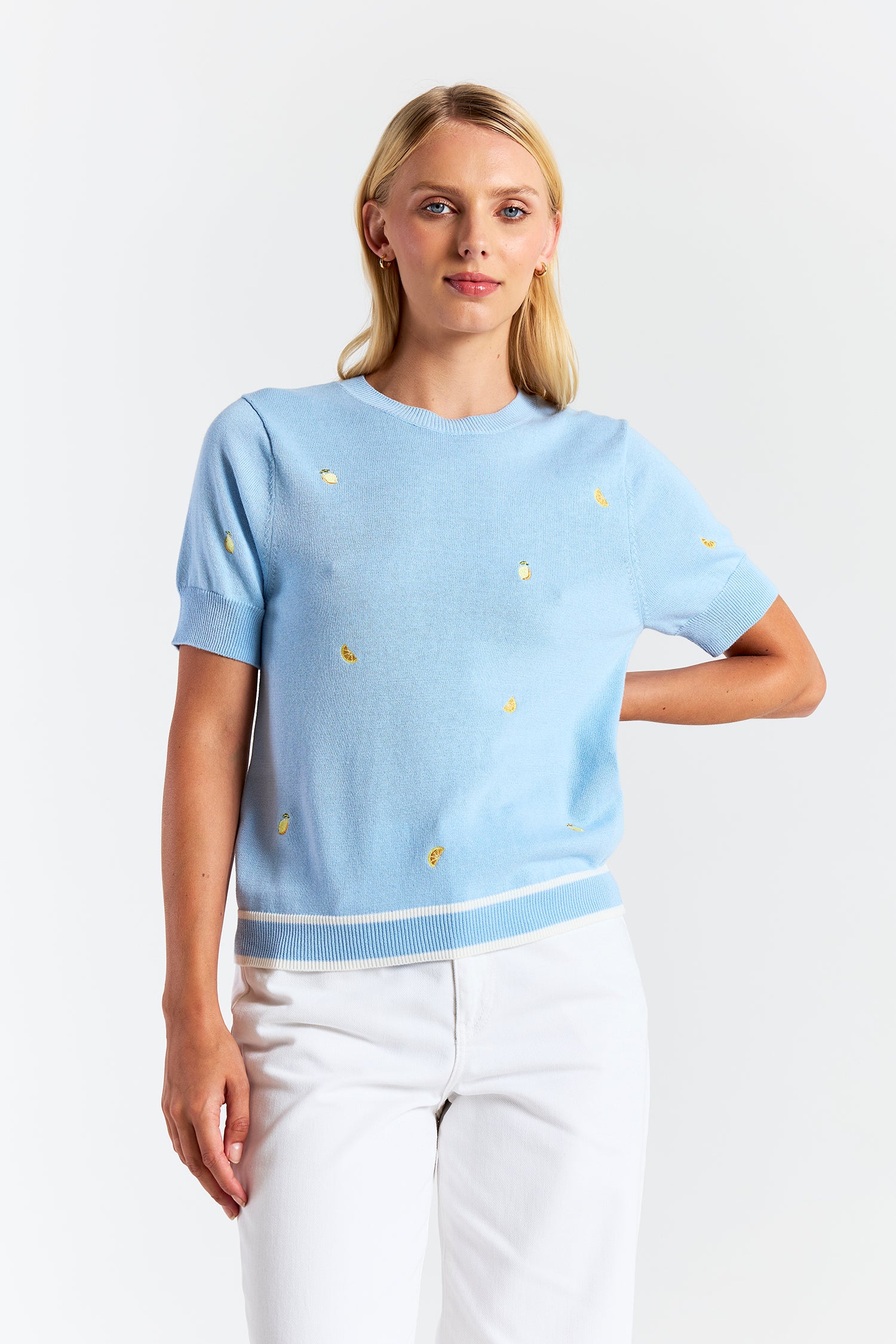 LEMON DITSY EMBROIDERY TEE