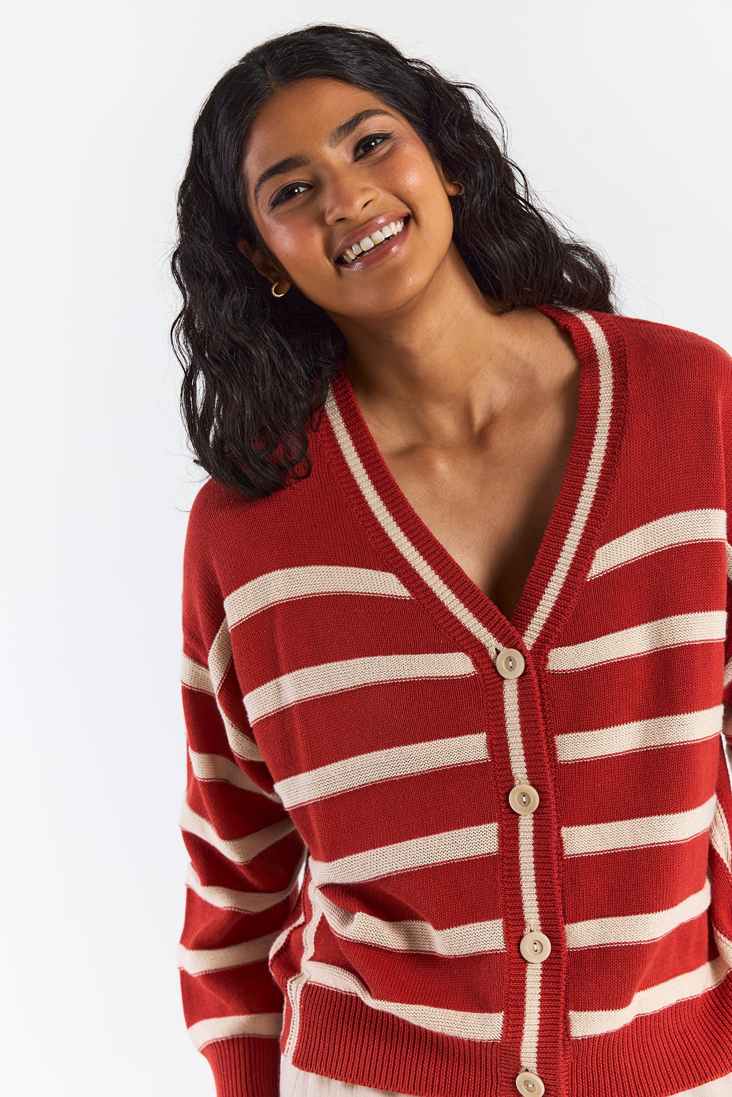 REVERSE STRIPE CARDIGAN