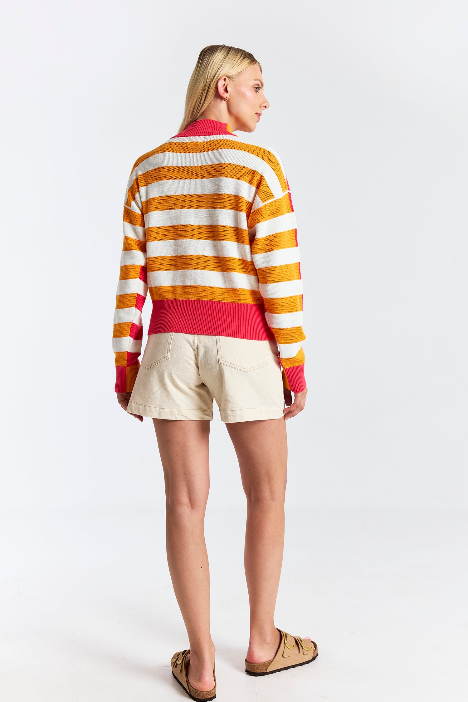 MESH STRIPE HALF ZIP