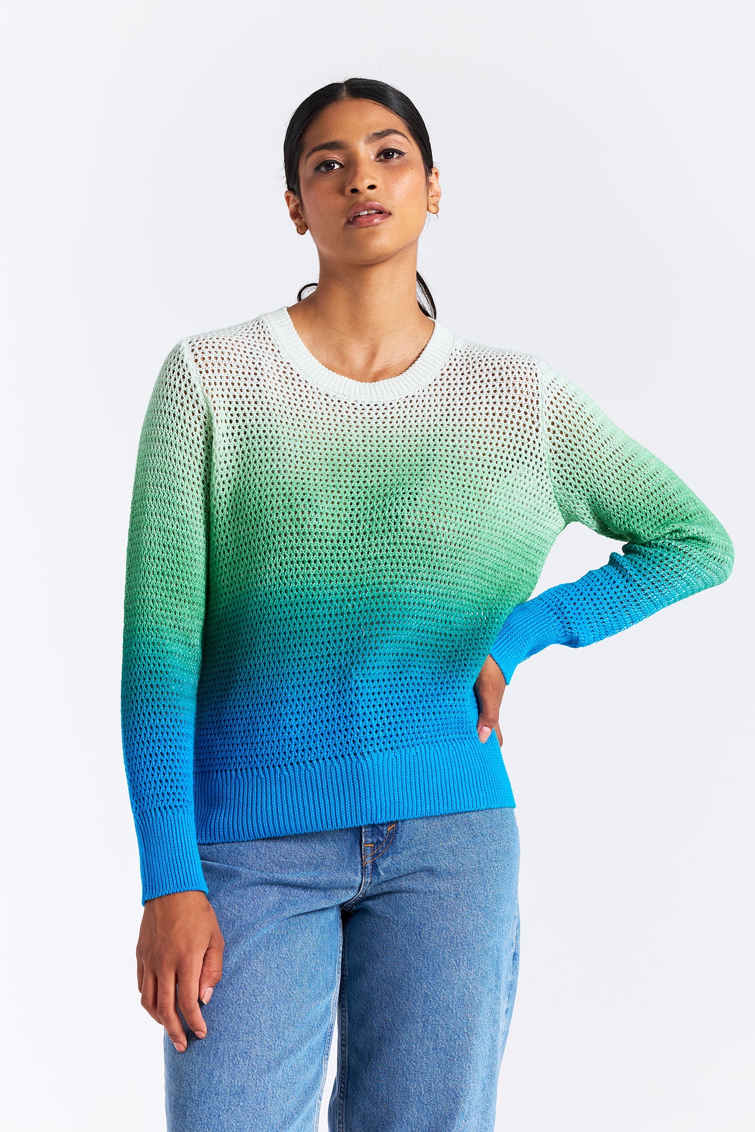MESH DIP DYE CREW