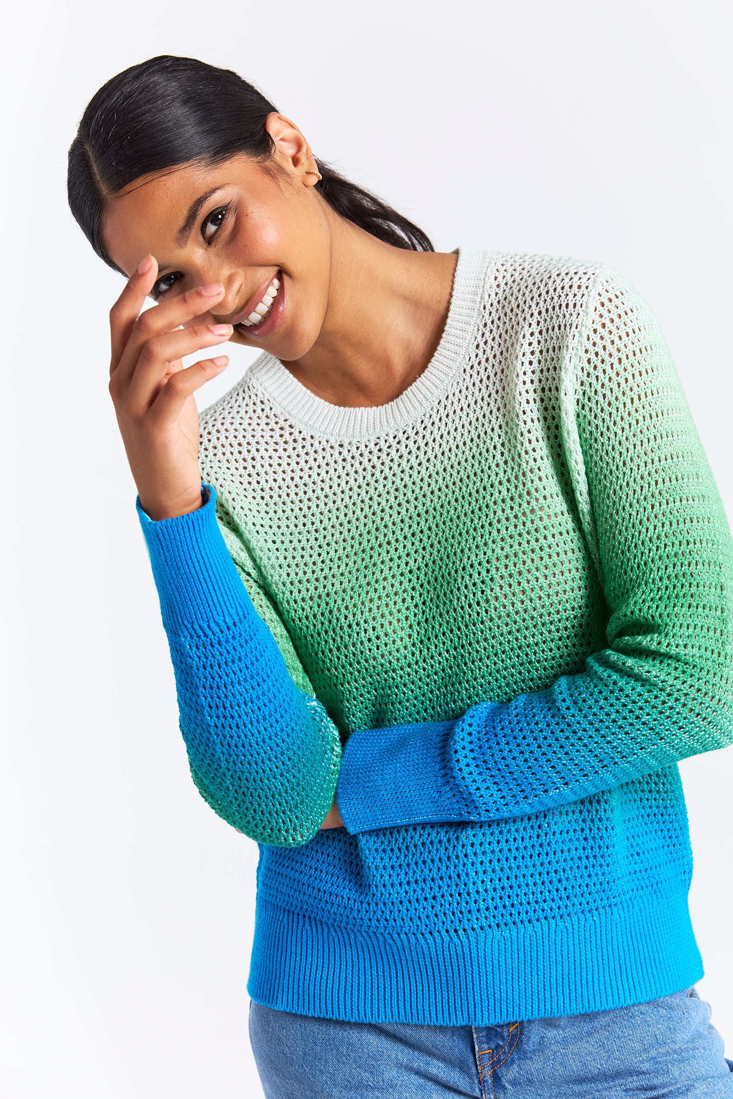 MESH DIP DYE CREW