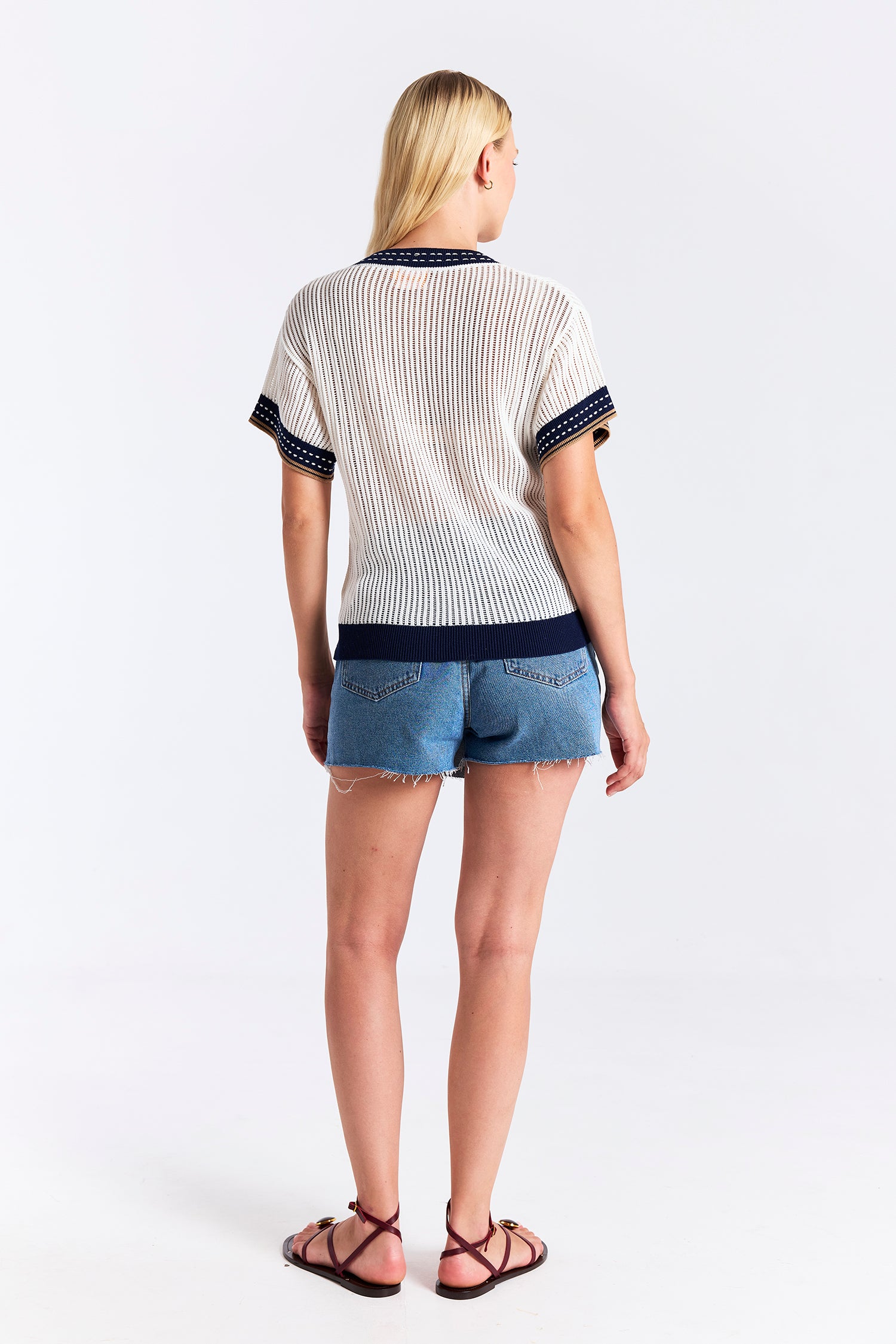 DENIM EFFECT TRIM TEE