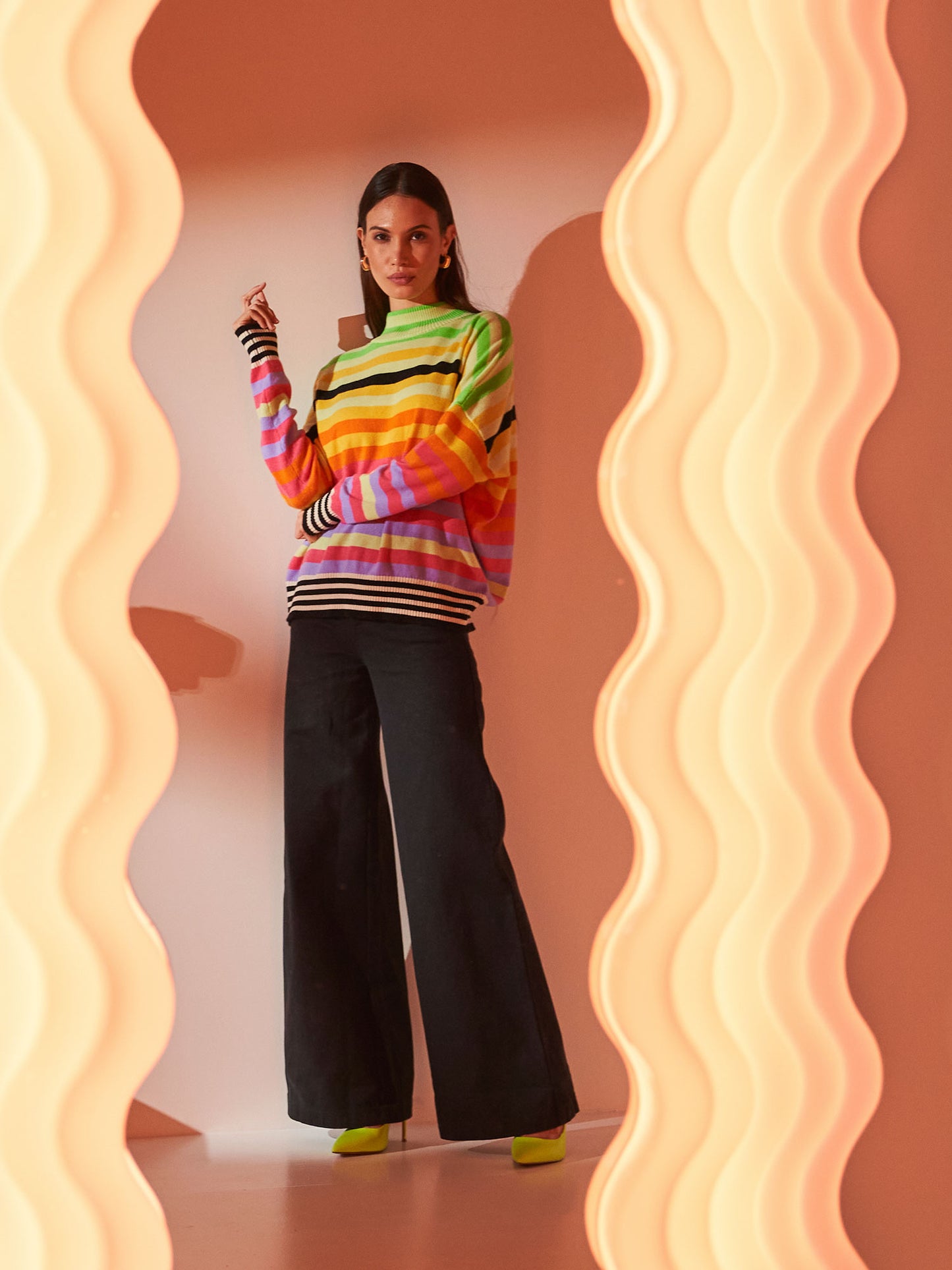 Pop Stripe Funnel Neck Jumper