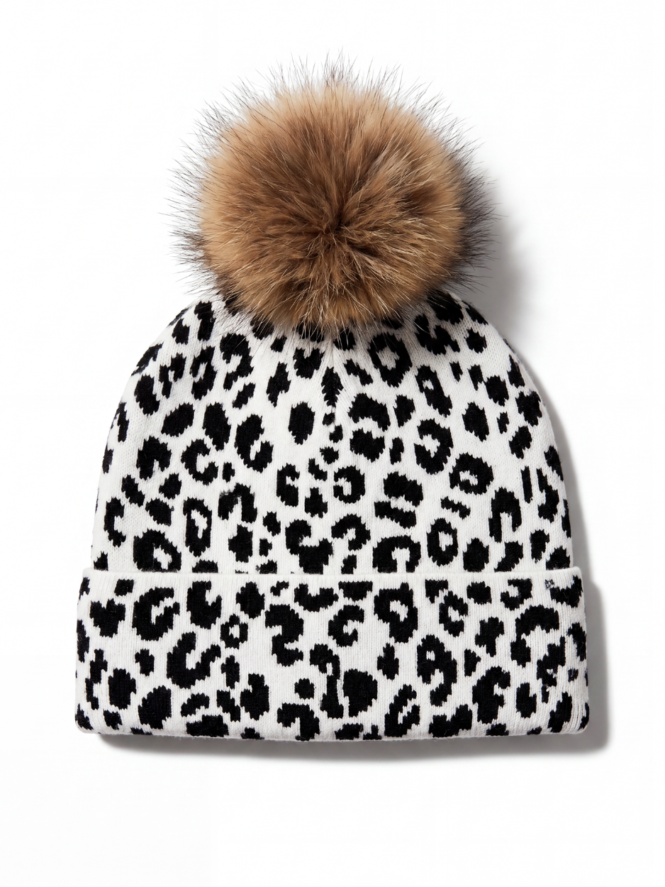 Leopard Print Cashmere Hat