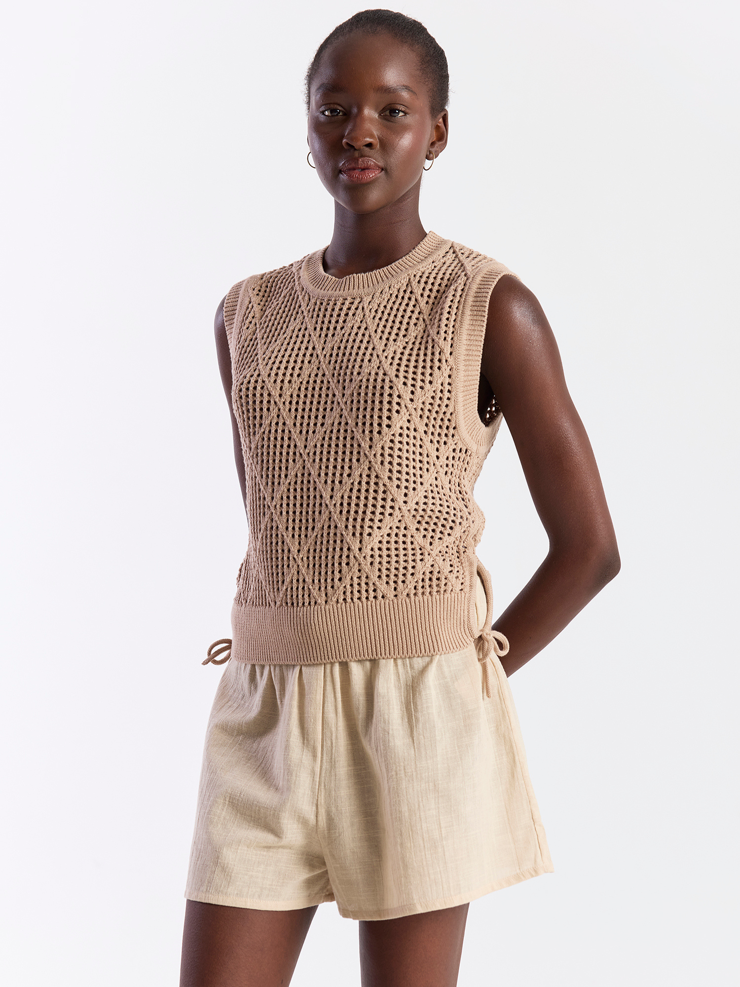 Tie Detail Diamond Vest