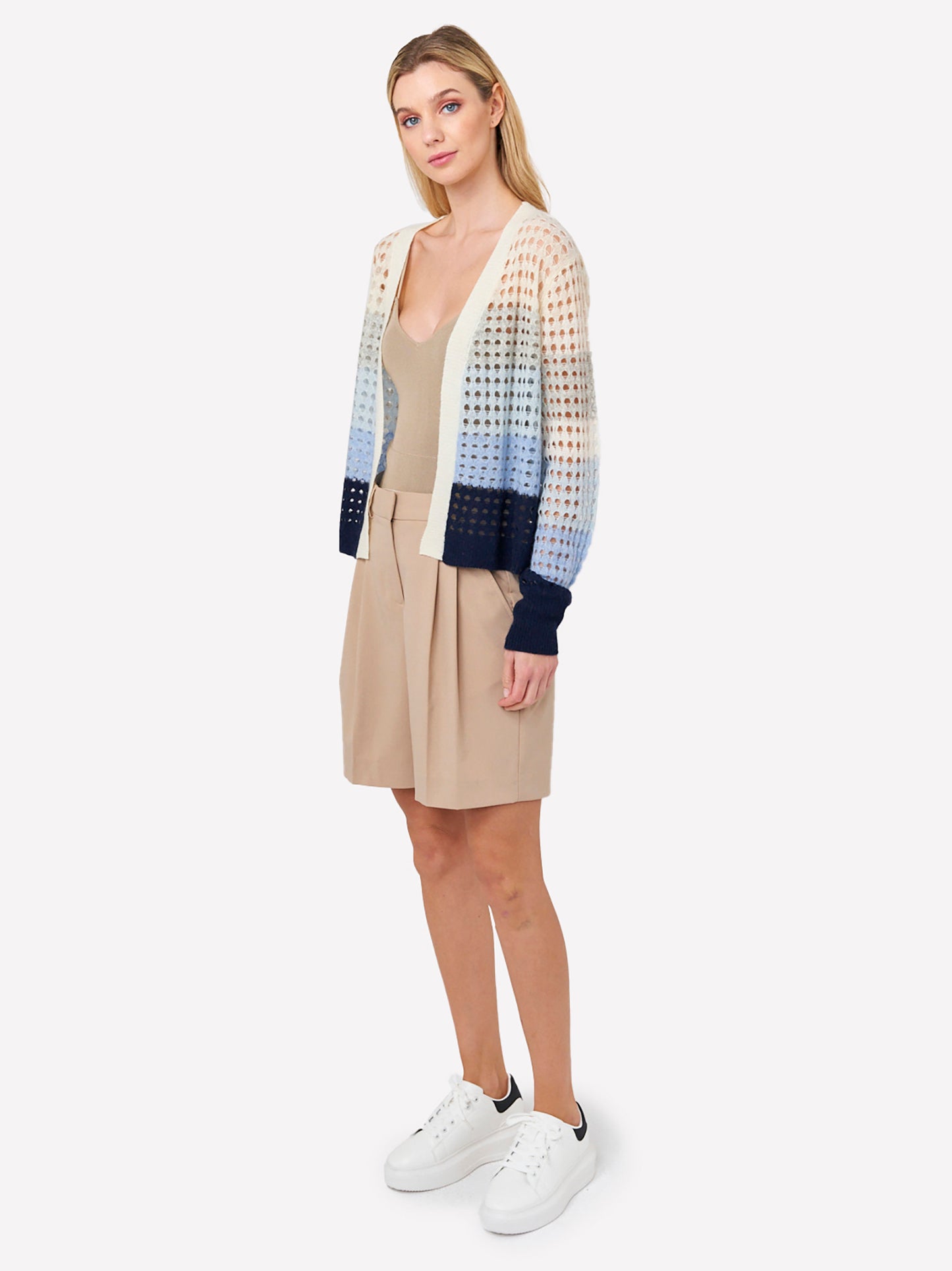 Open Pointelle Crop Cardigan