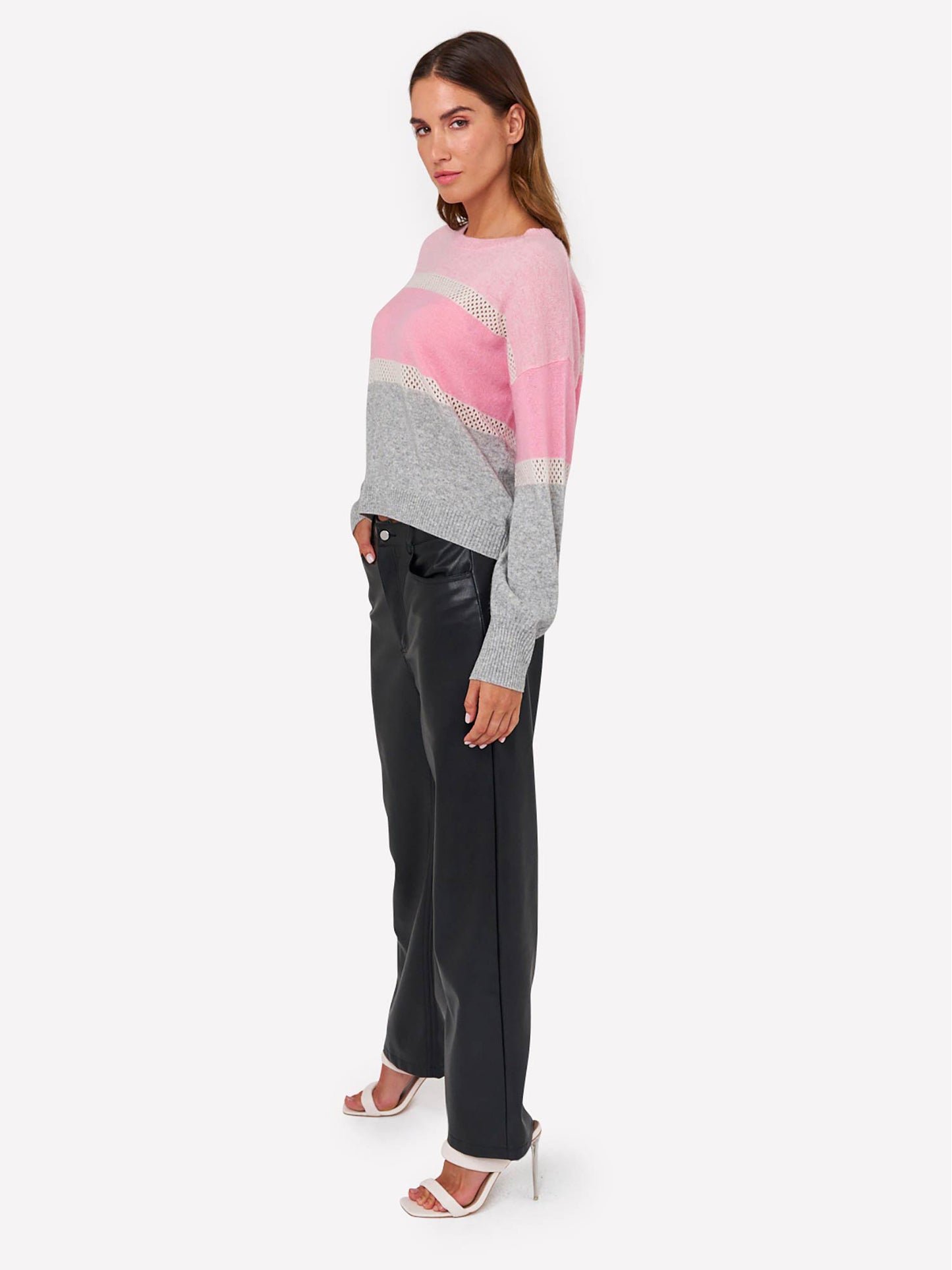 Stripe Balloon Sleeve Jumper