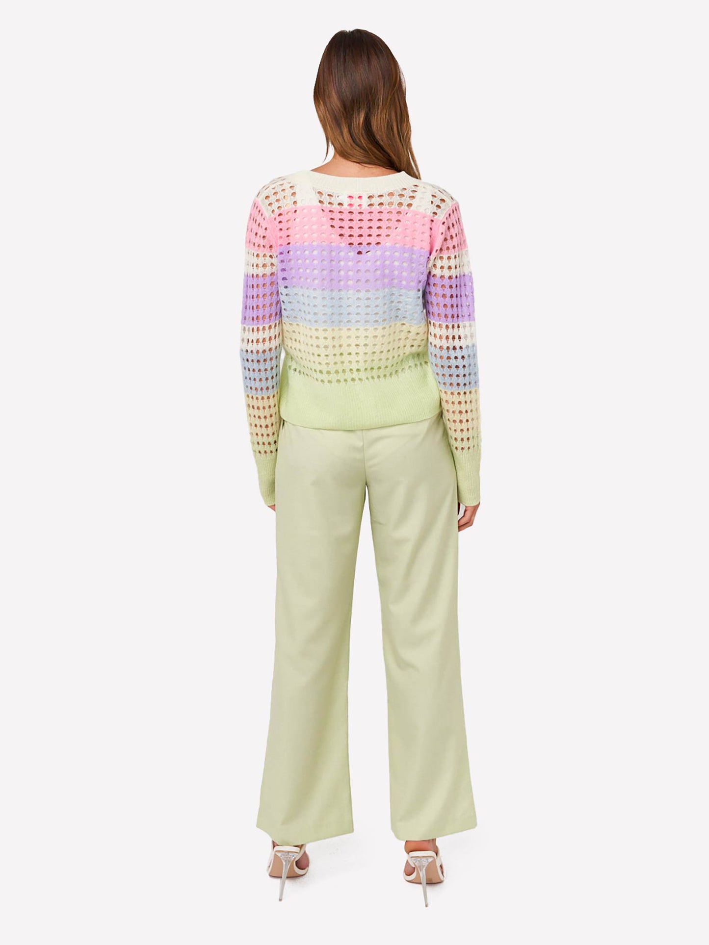 Open Pointelle V Neck Jumper
