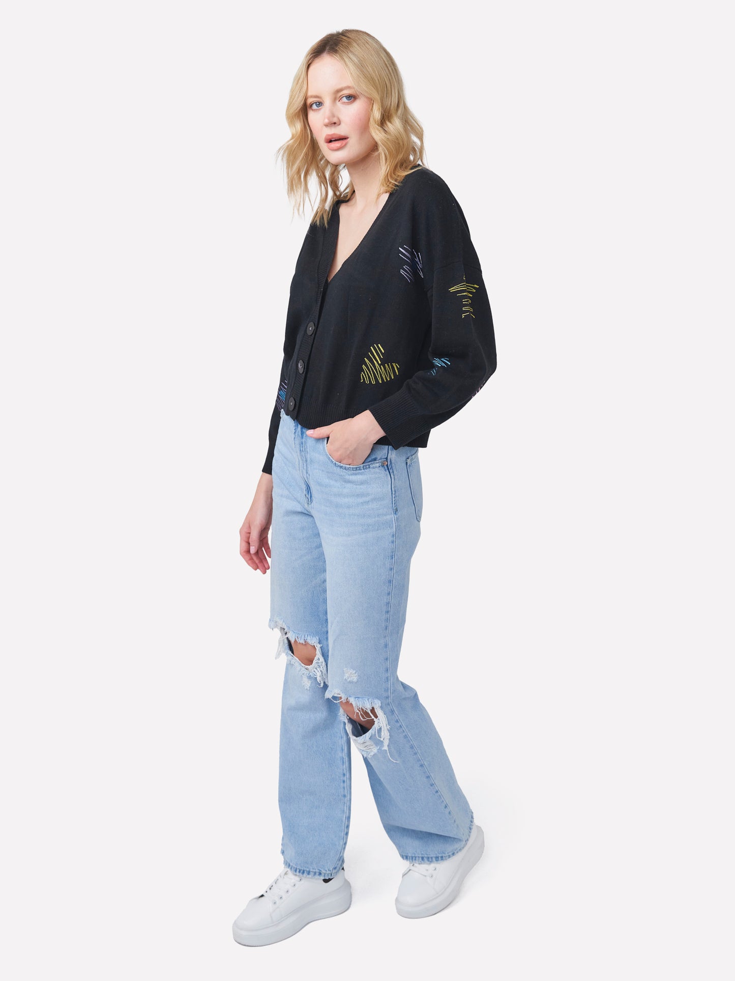 Sketch Embroidered Little Cardigan