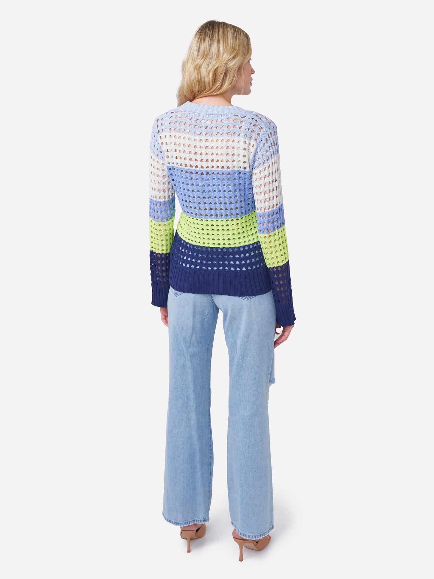 Pointelle Stripe Classic Crew Neck Jumper
