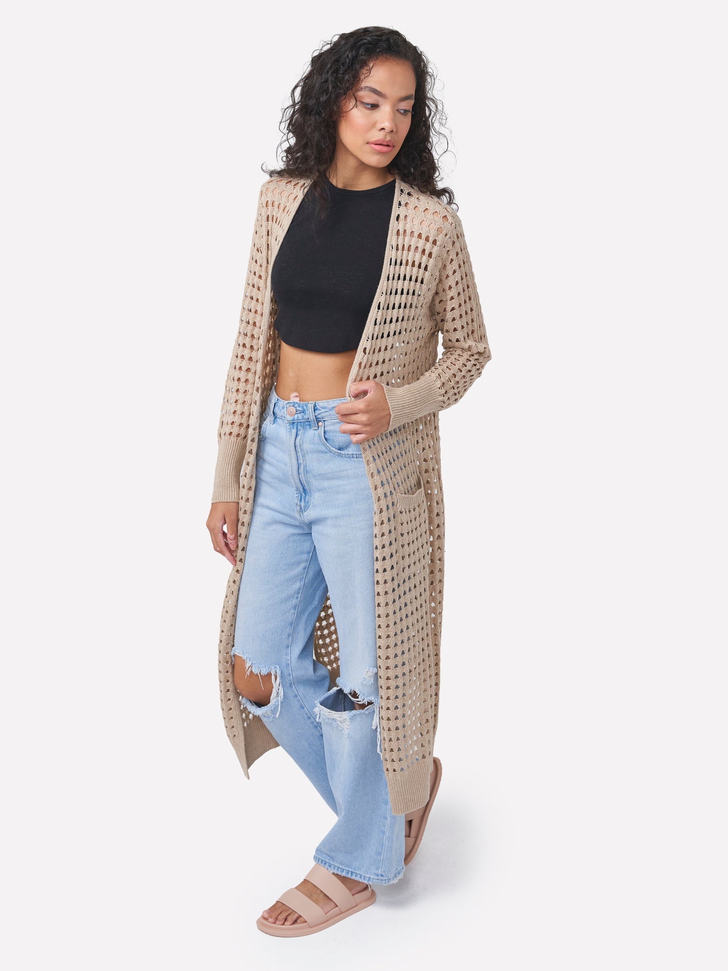 Pointelle Maxi Cardigan