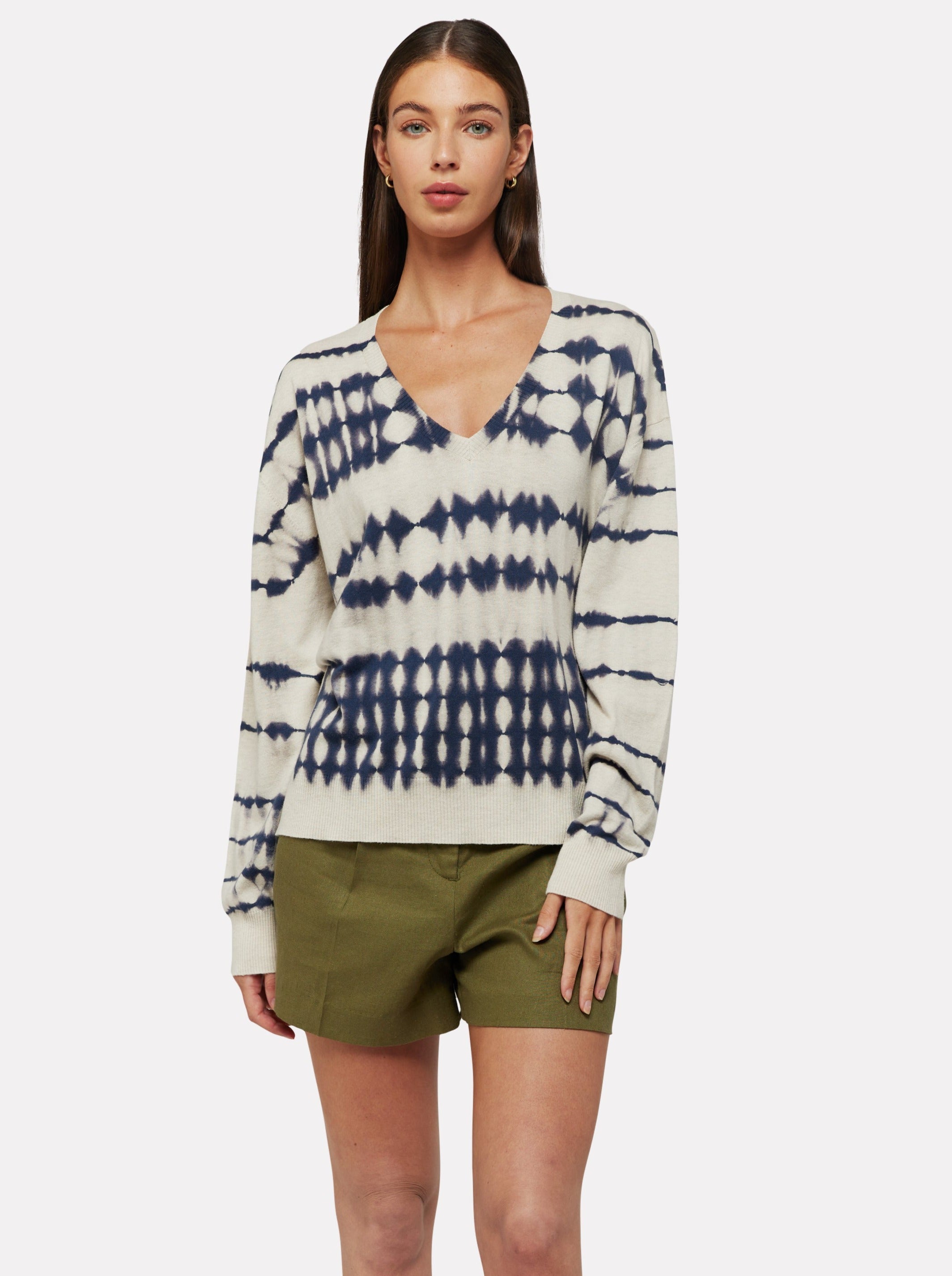 Della V-Neck Tie Dye Knit
