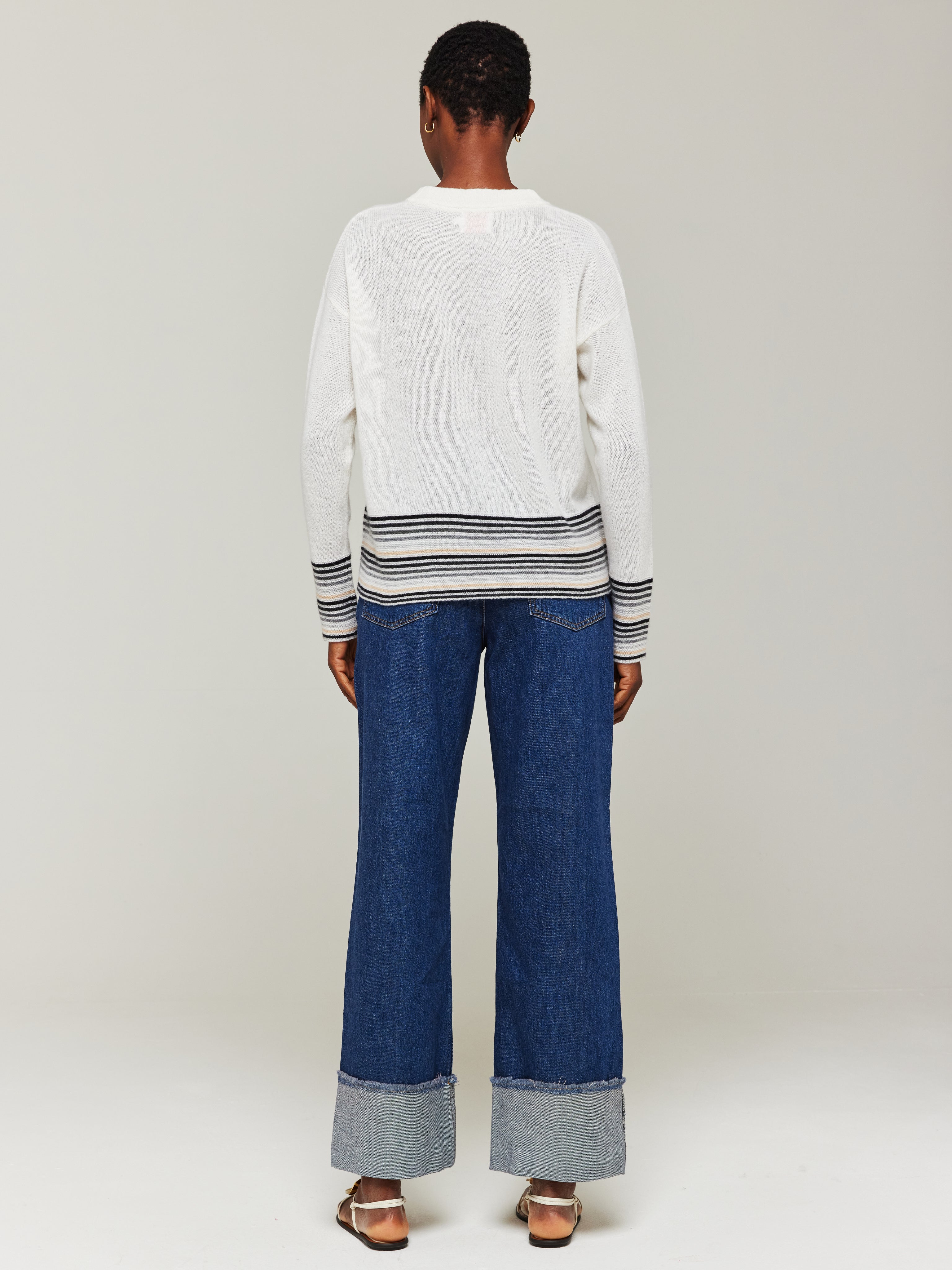 Mini Stripe Cashmere Crew Neck