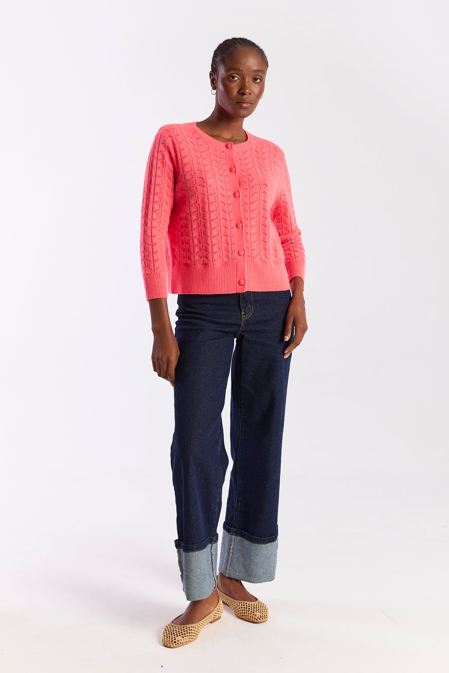 Shell Pointelle Cashmere Cardigan
