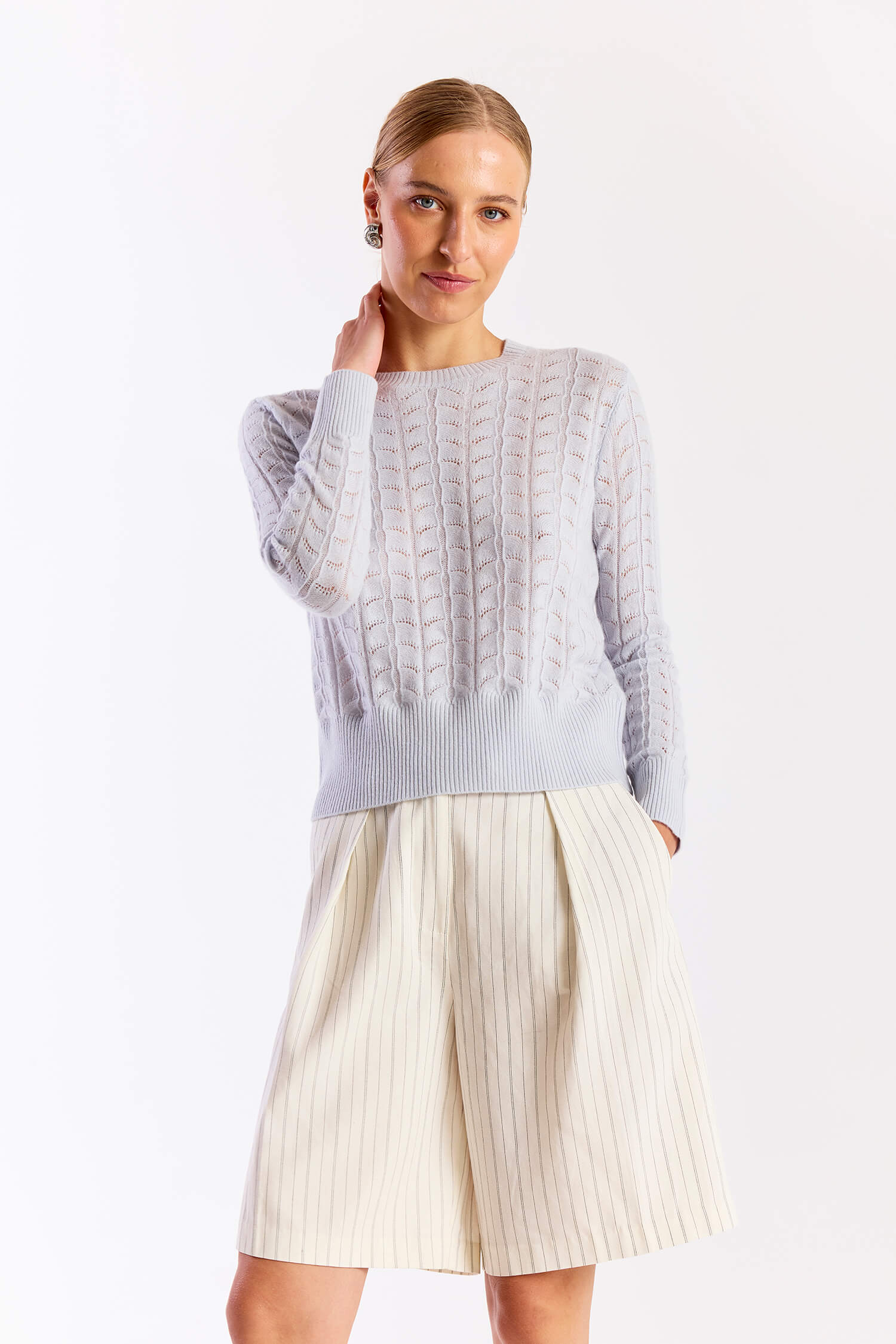 SHELL POINTELLE CASHMERE CREW
