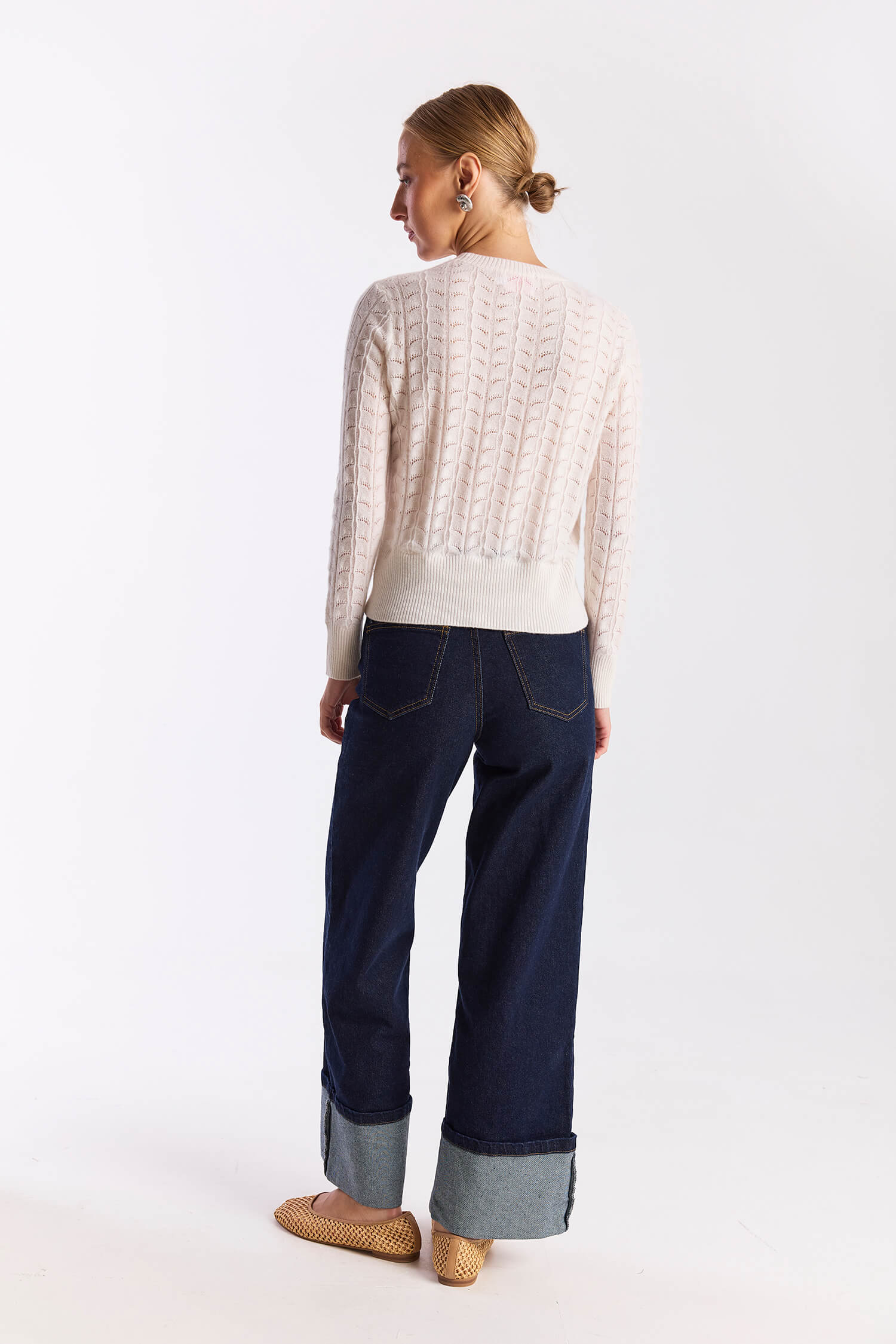 SHELL POINTELLE CASHMERE CREW