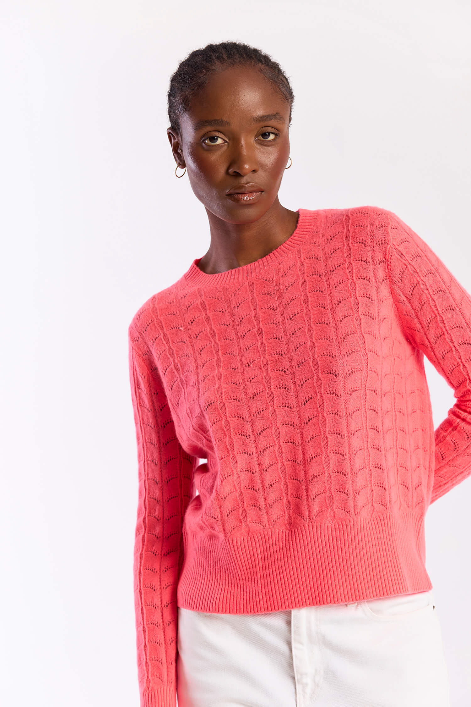 SHELL POINTELLE CASHMERE CREW