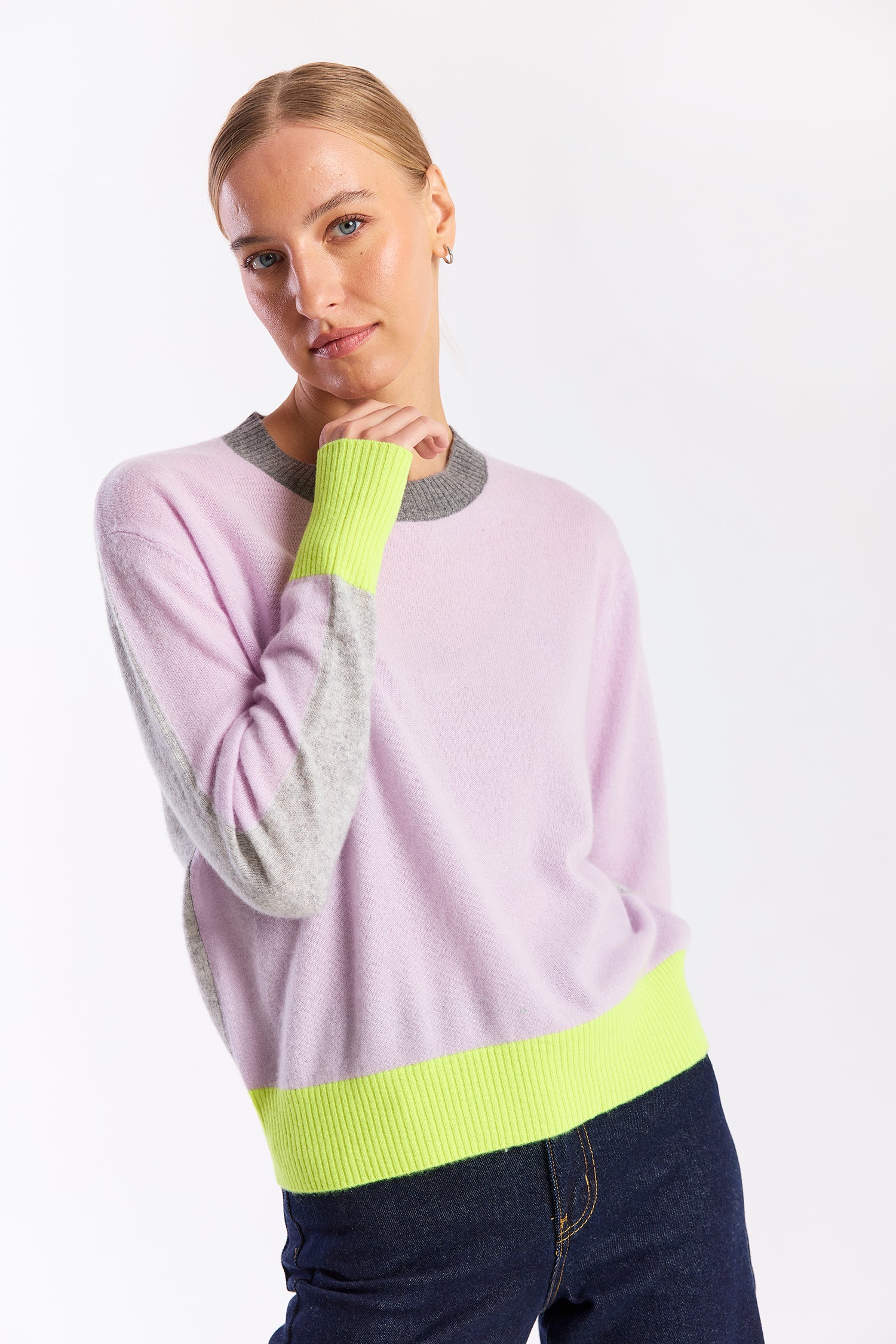 SUMMER COLOURBLOCK CASHMERE CREW