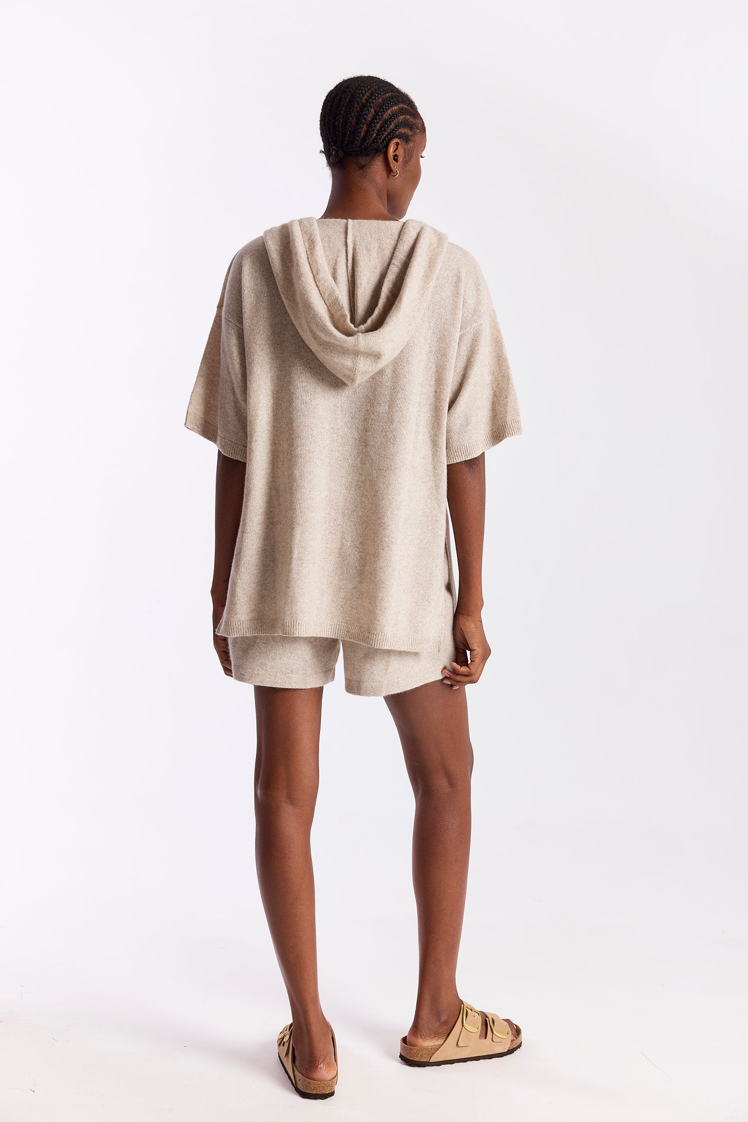 SOLID AURA HOODED CASHMERE TEE