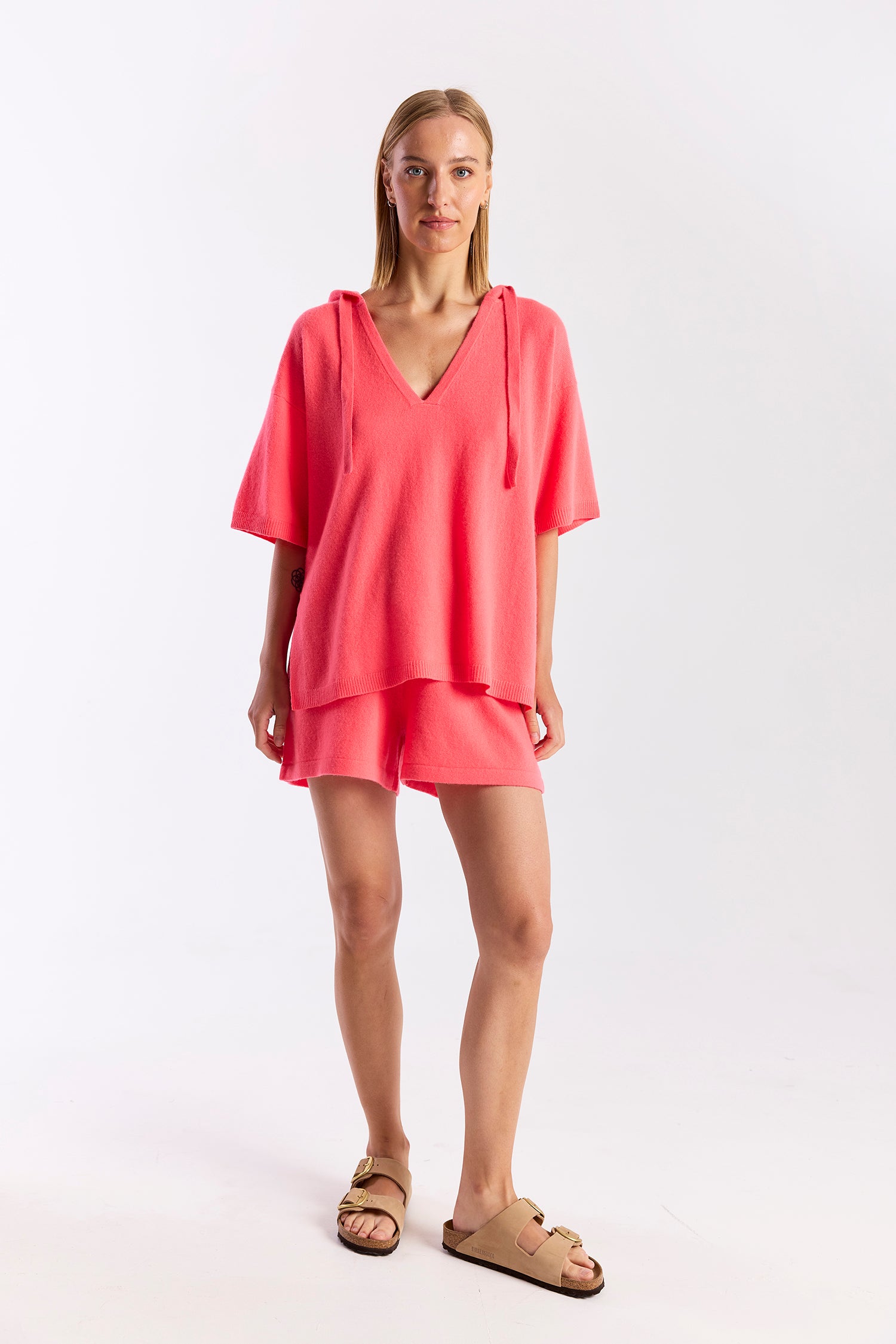 SOLID AURA HOODED CASHMERE TEE