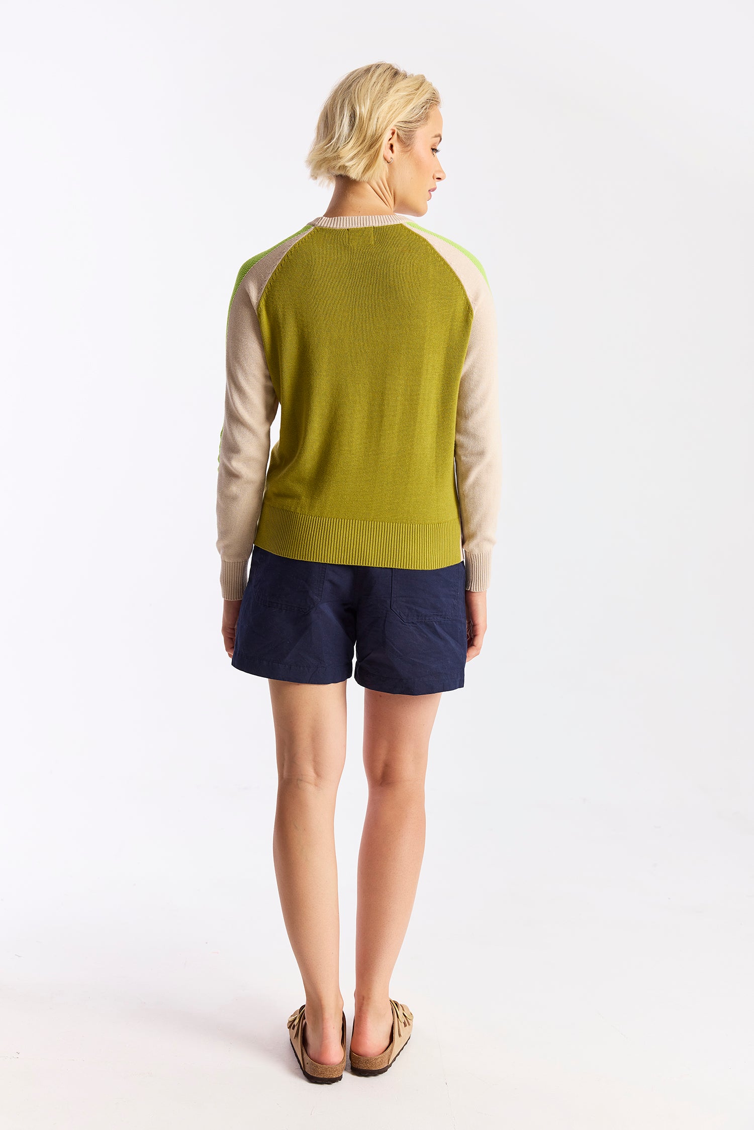 Contrast Stripe Varsity Crew Neck Jumper