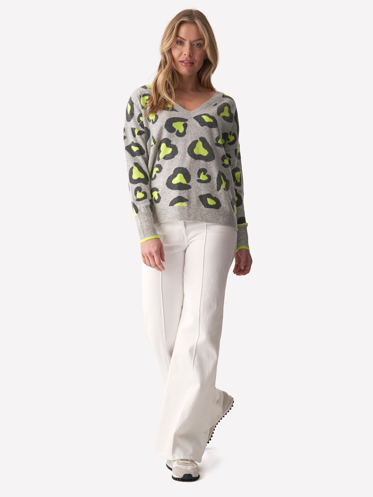 Lucy Leopard V Neck Jumper