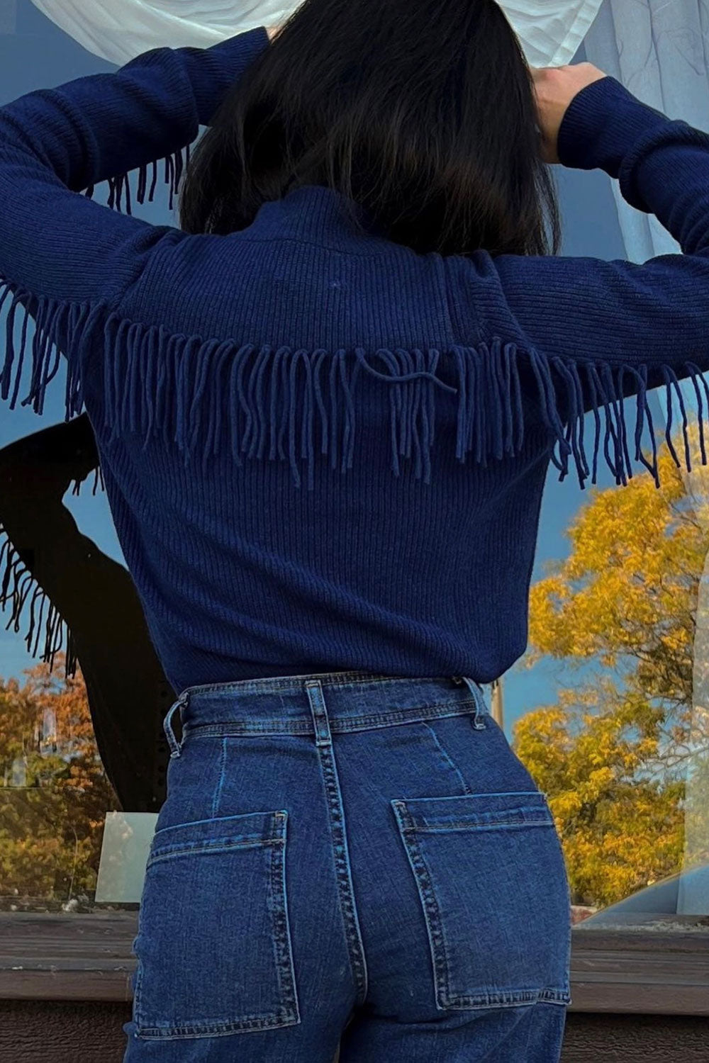 Sophia Fringe Funnel Neck Jumper