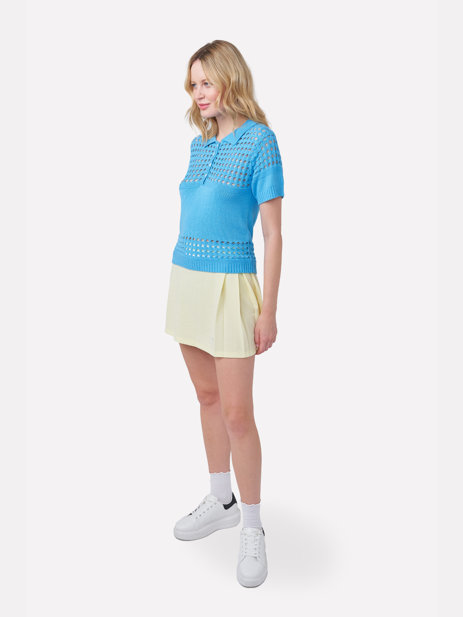 Pointelle Knitted Polo Tee