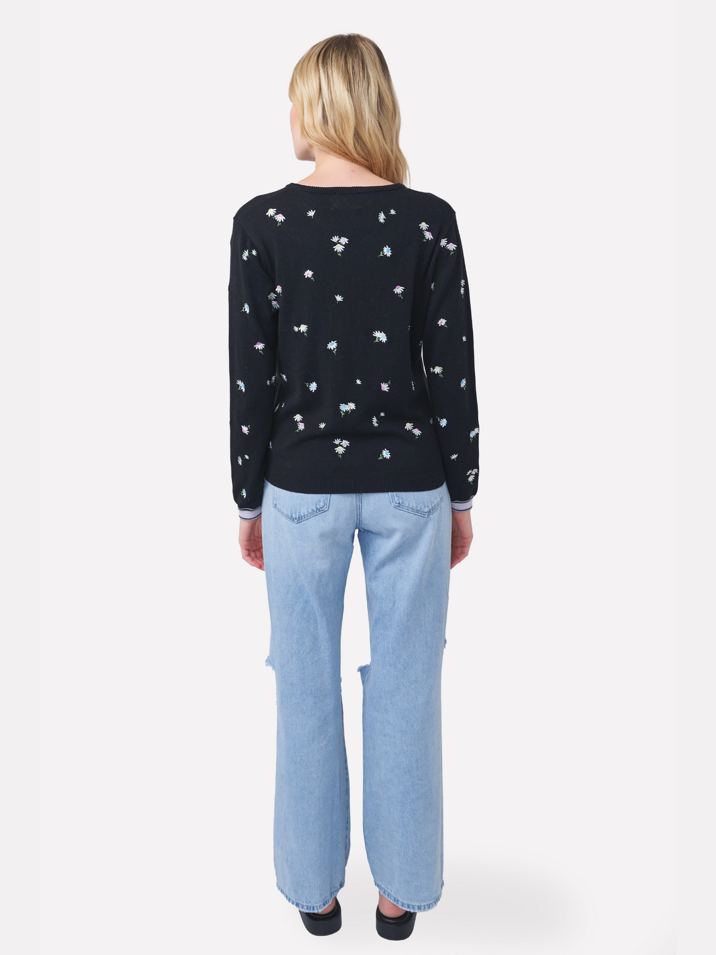 Embroidered Floral Crew Neck Jumper