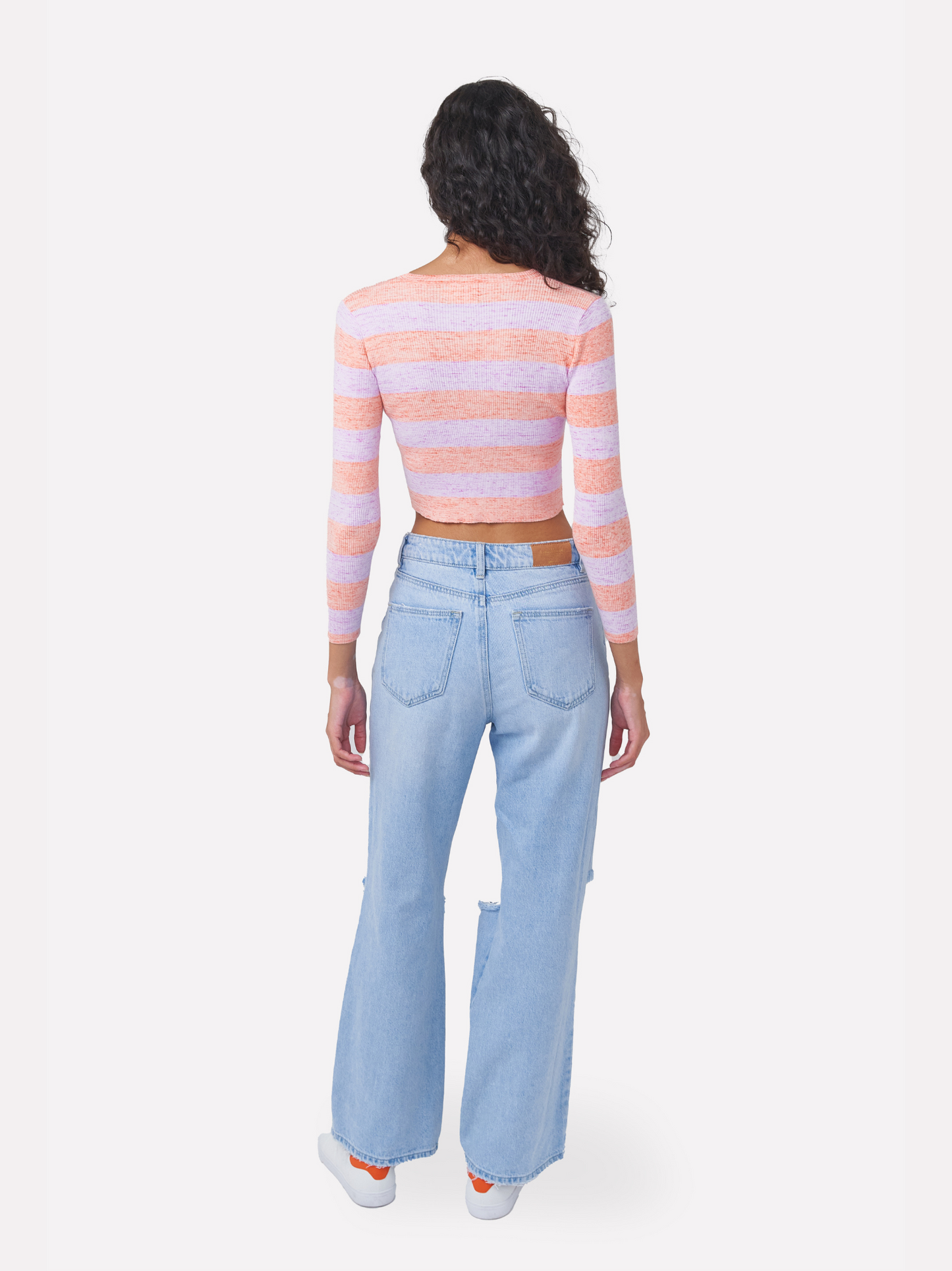 Stripe Up Rib Crew Neck Top