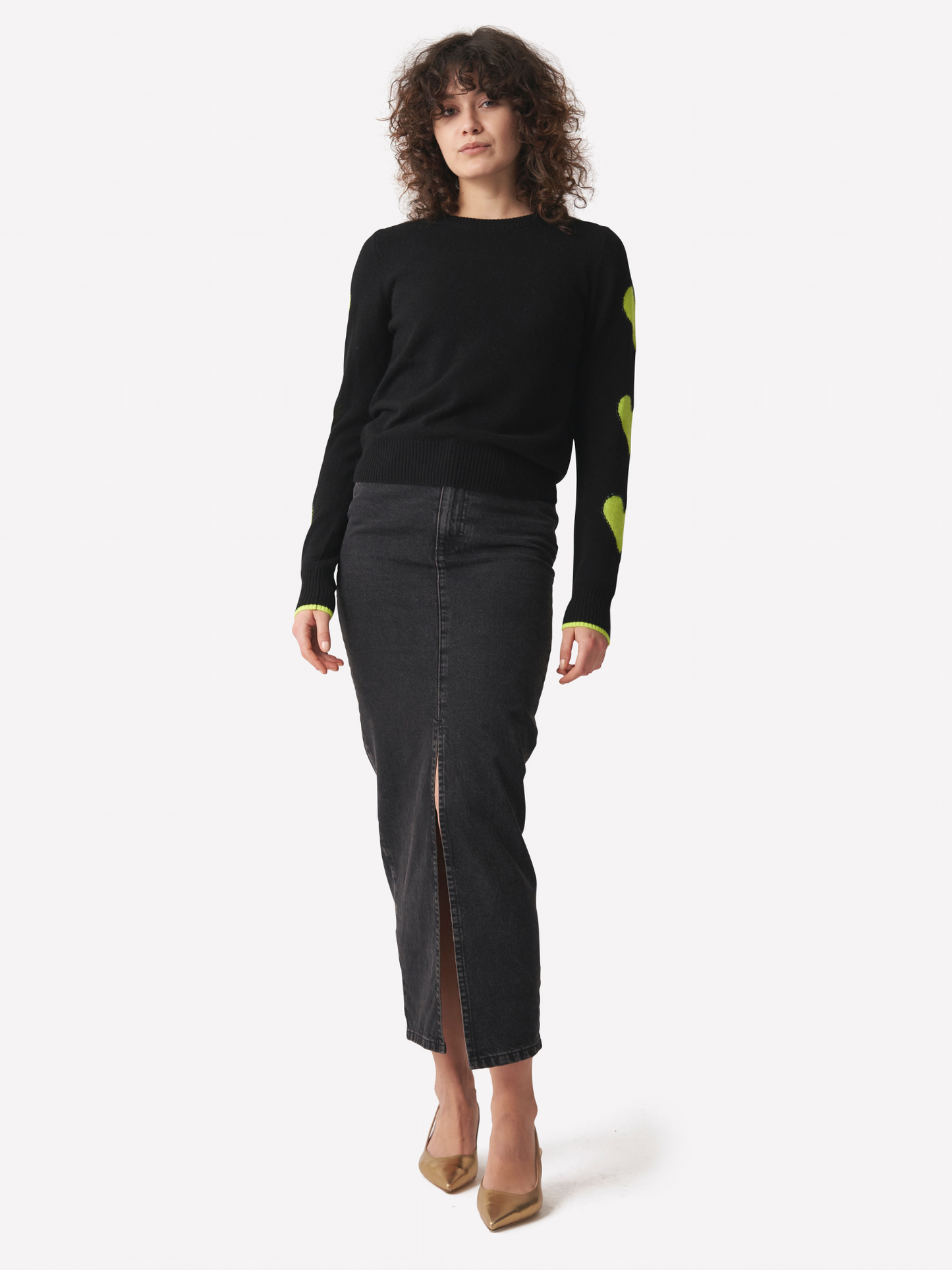 Pixel Heart Sleeve Crew Neck Jumper