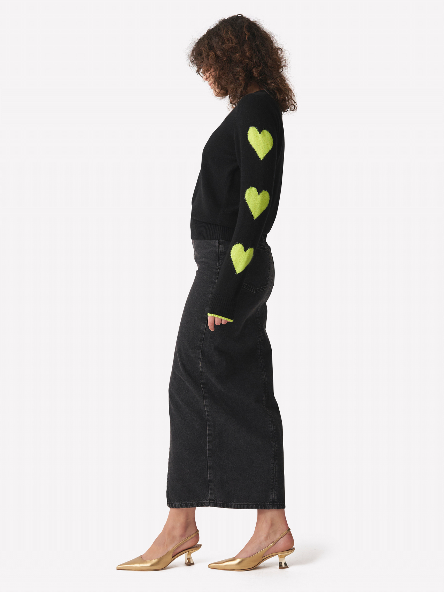 Pixel Heart Sleeve Crew Neck Jumper