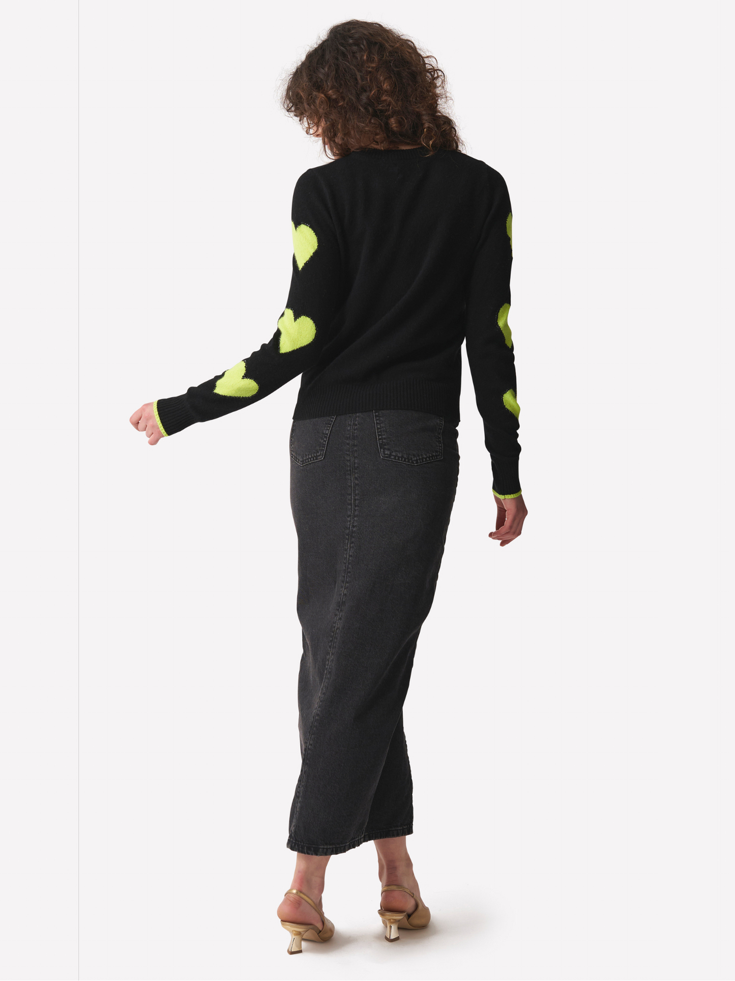 Pixel Heart Sleeve Crew Neck Jumper
