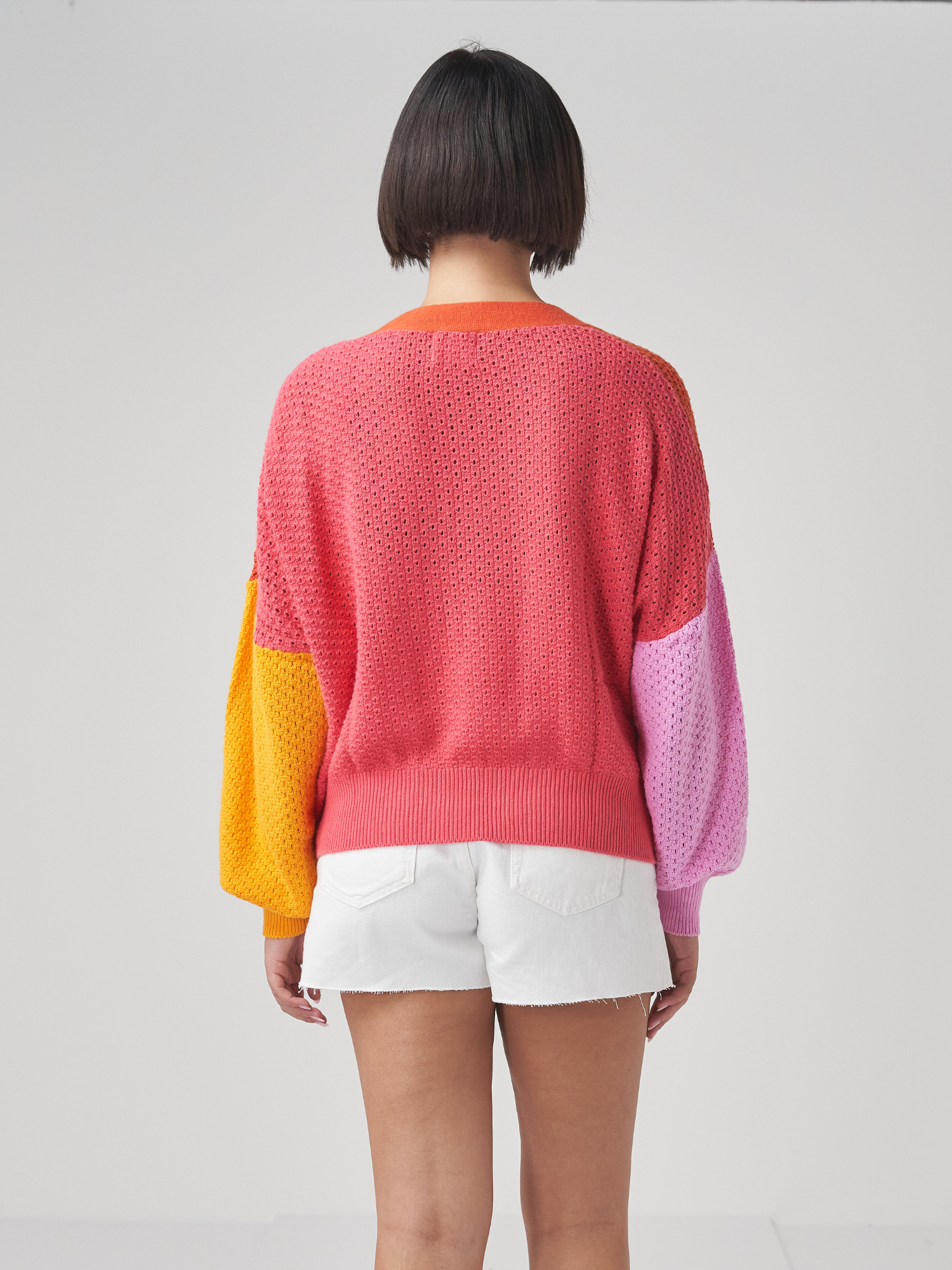 Pointelle Colourblock Cardigan