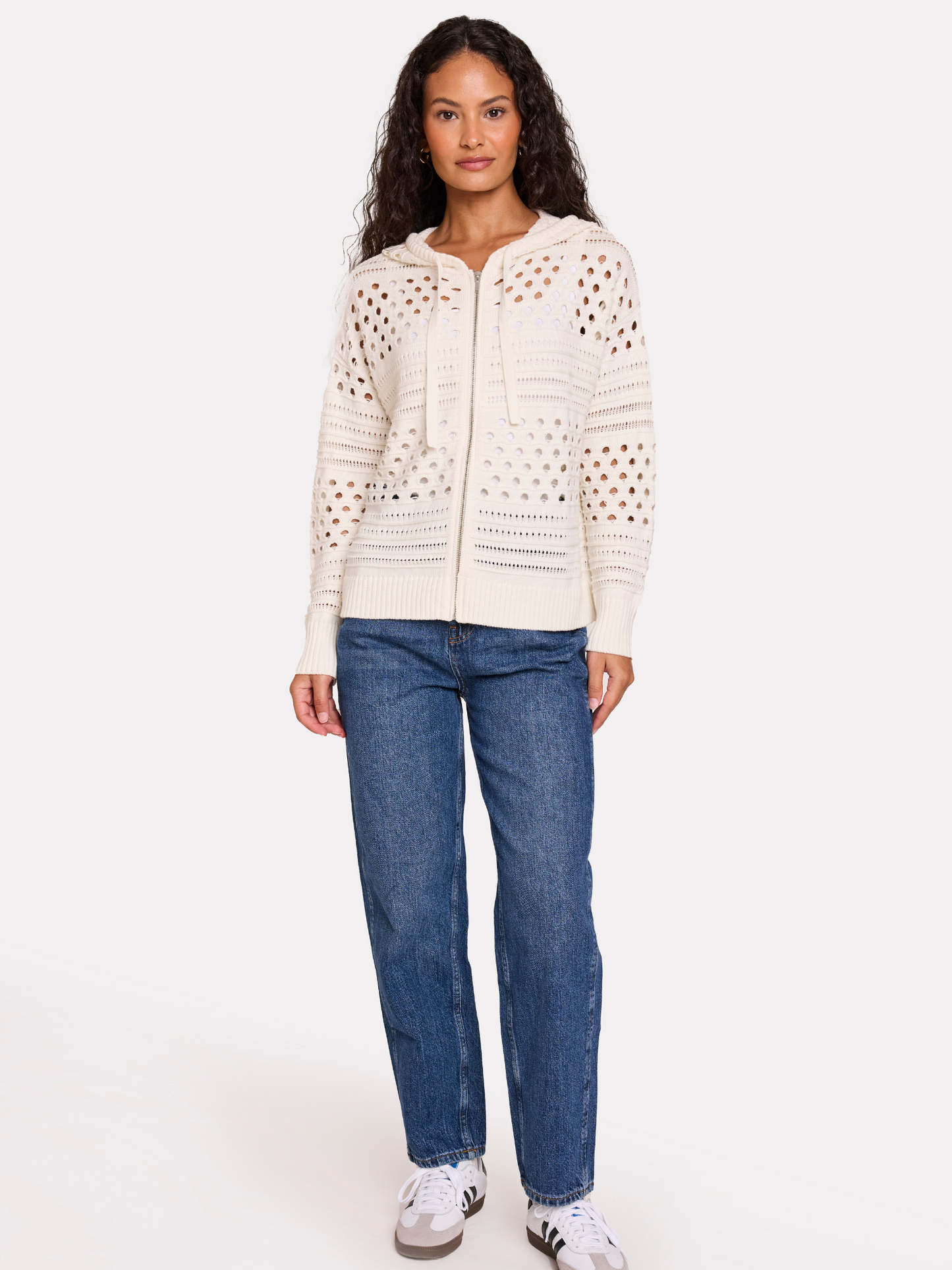 Mixed Pointelle Hoodie