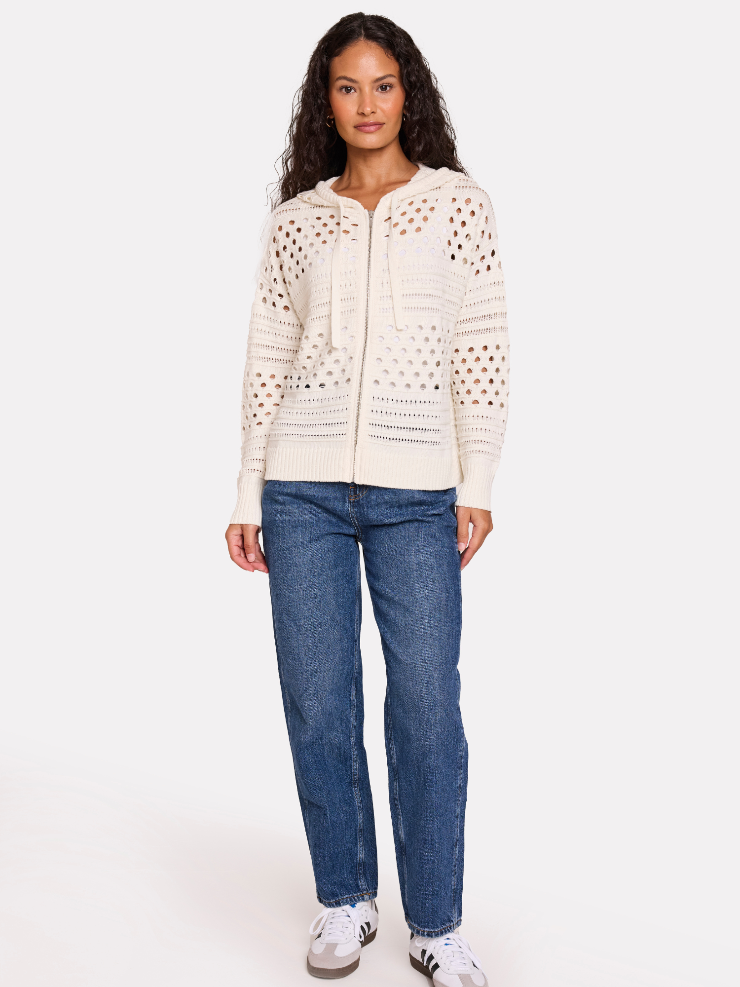 Mixed Pointelle Hoodie