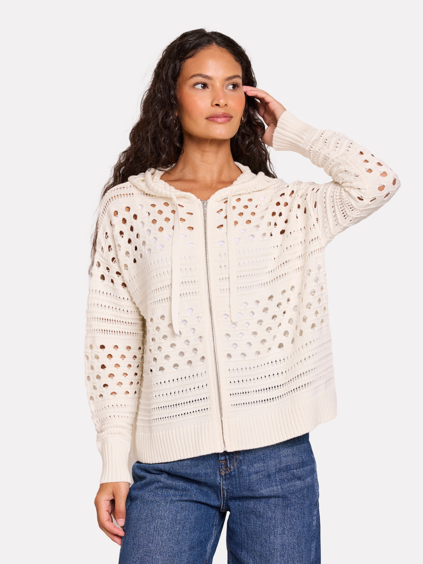 Mixed Pointelle Hoodie