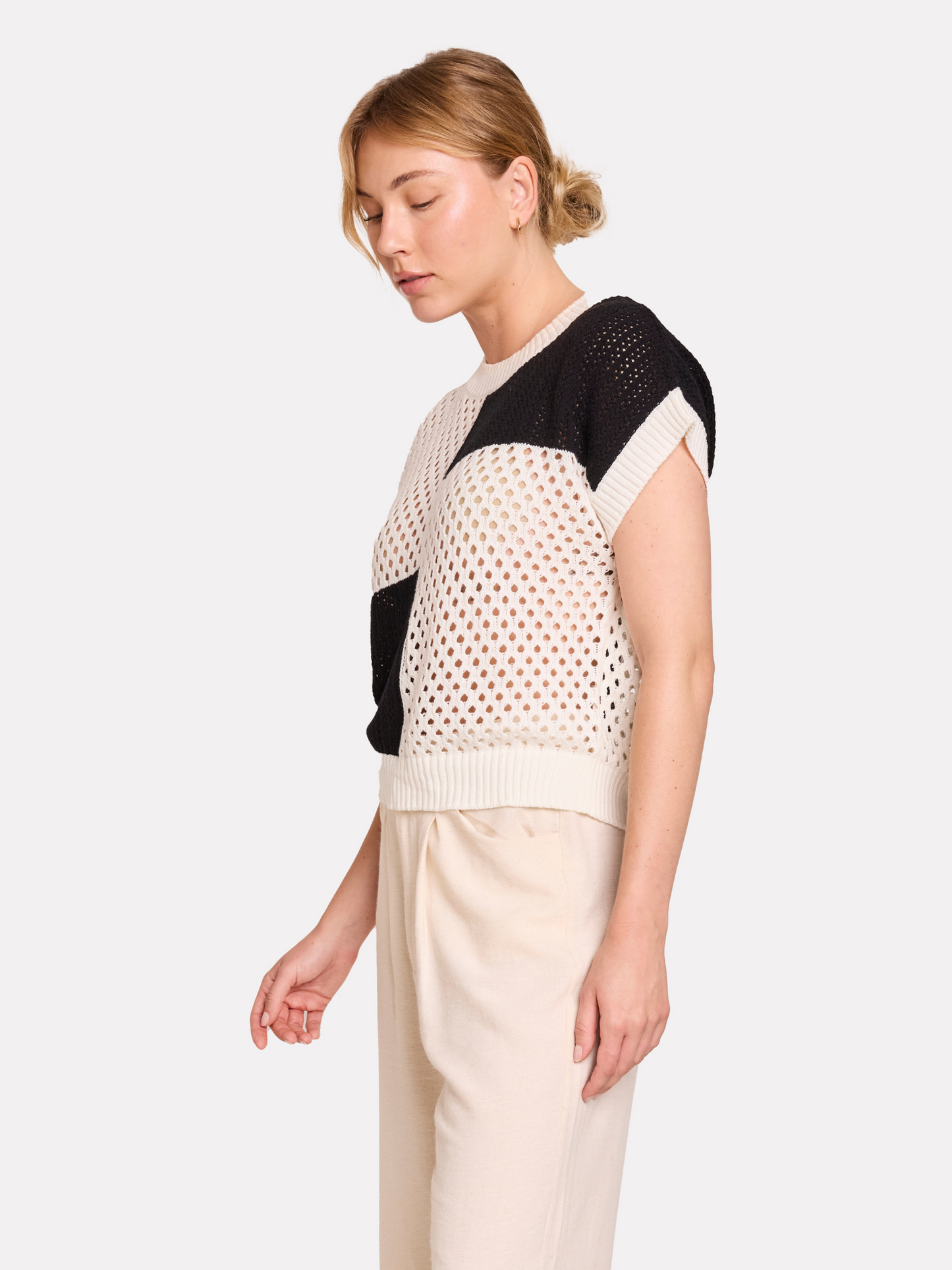 Patched Pointelle Tee