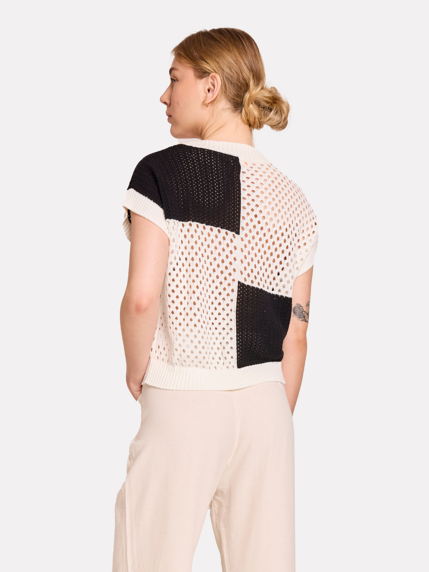 Patched Pointelle Tee