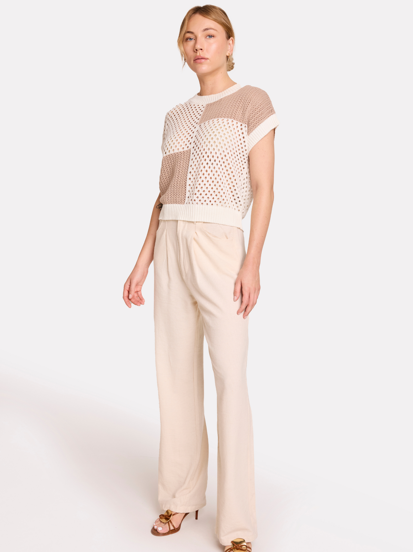 Patched Pointelle Tee