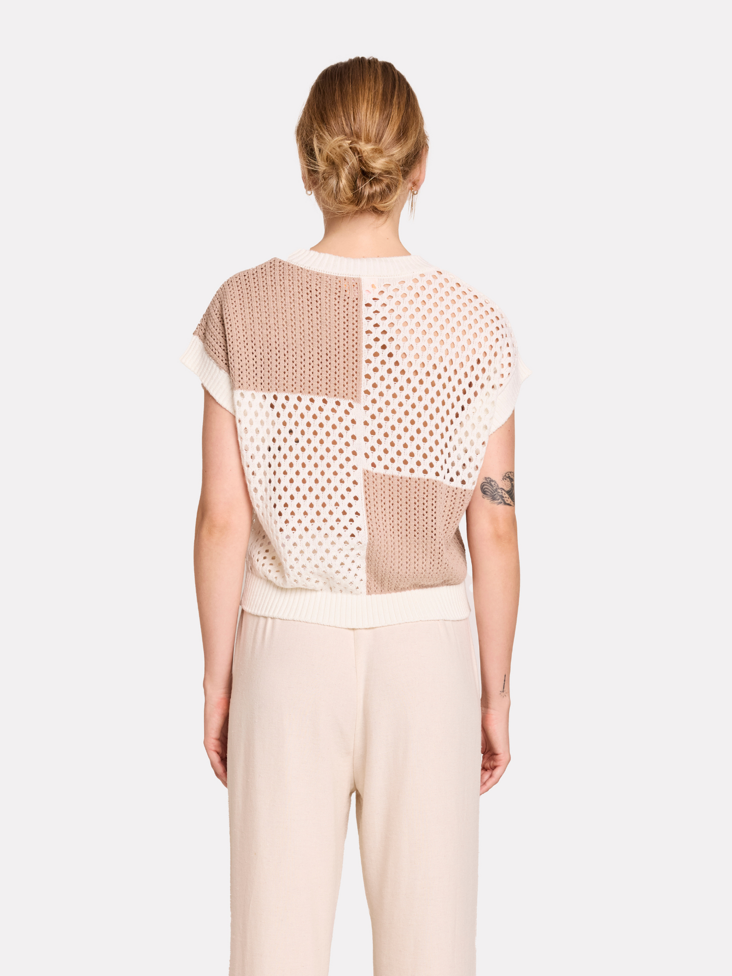 Patched Pointelle Tee