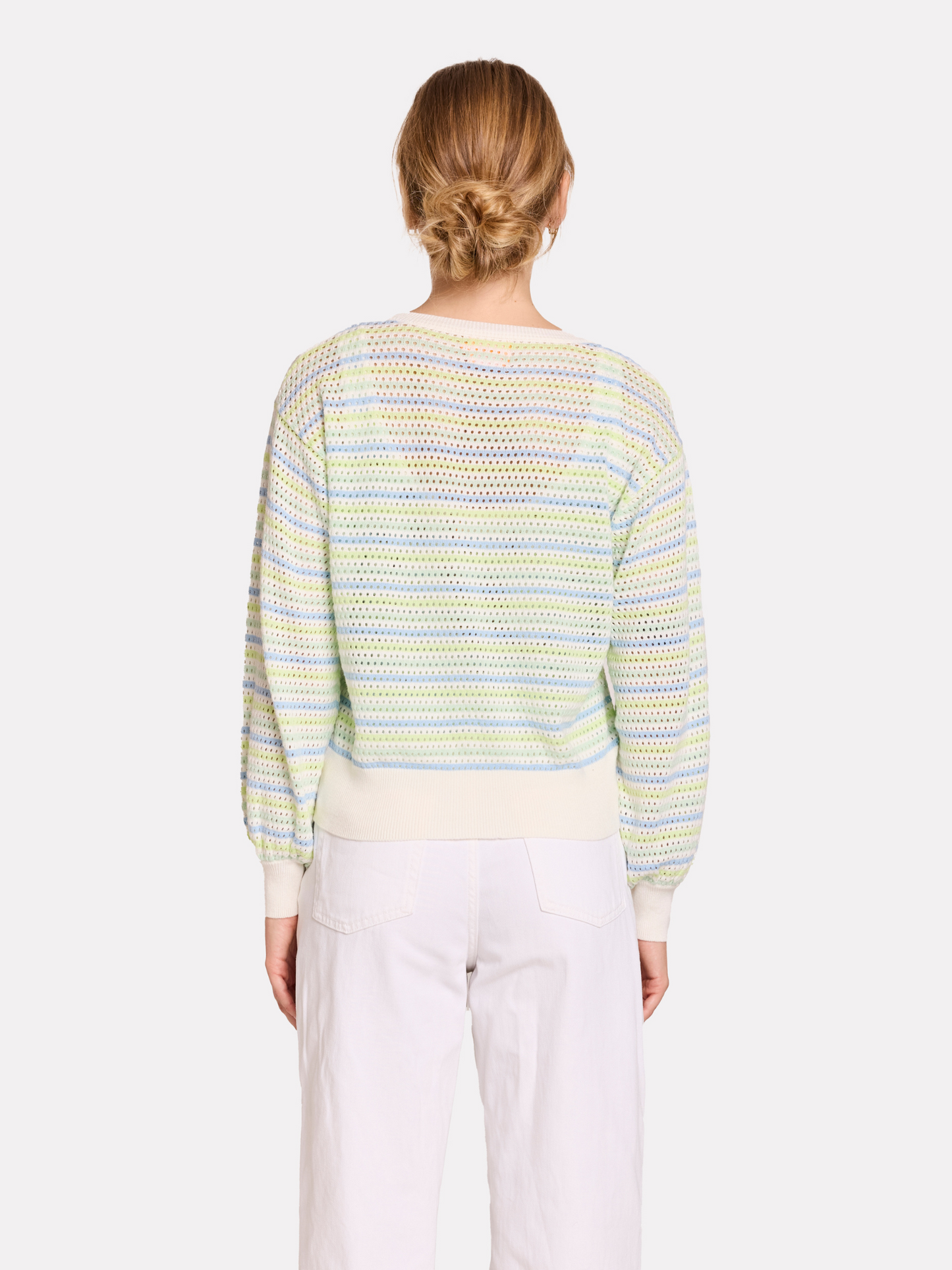 Rainbow Stripe Pointelle Cardigan