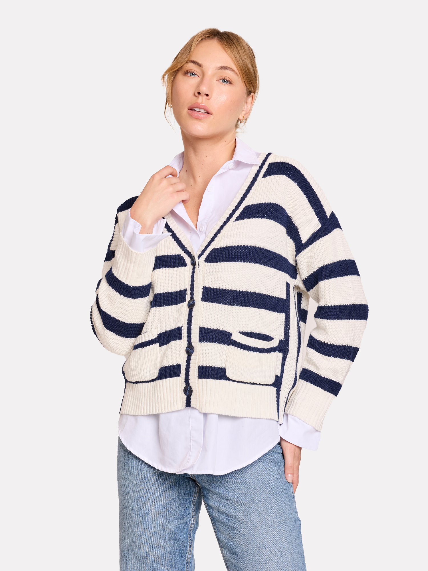 Stripe Crop Cardigan