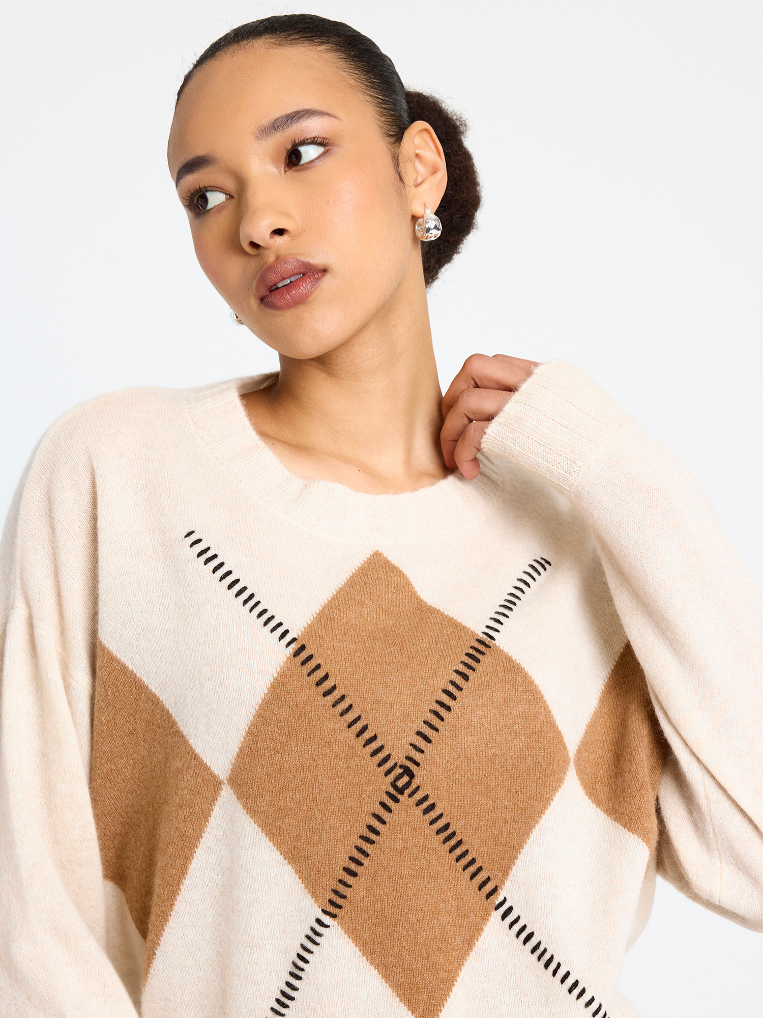 Relaxed Argyle Cashmere Jumper