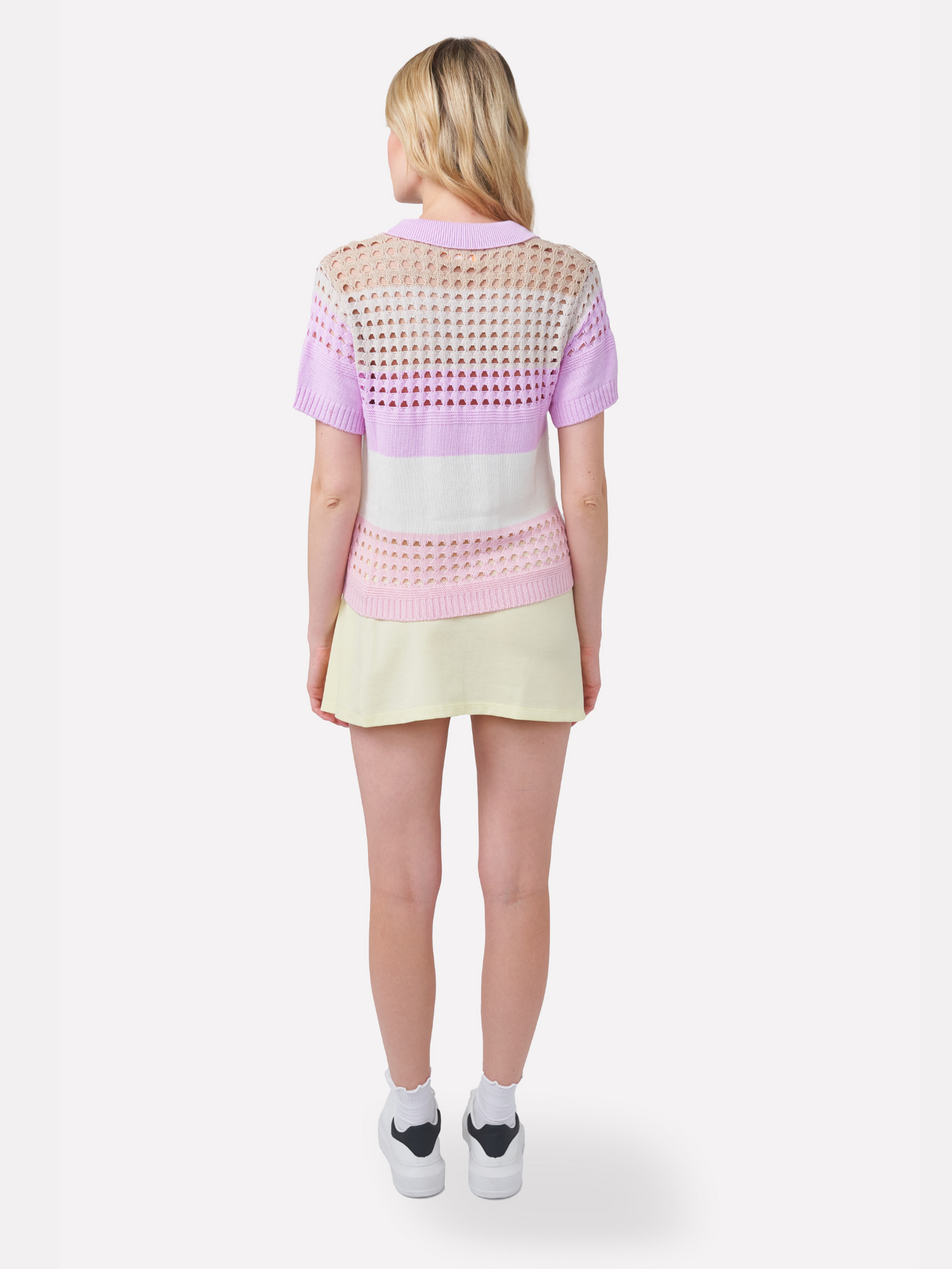 Pointelle Stripe Polo T-shirt